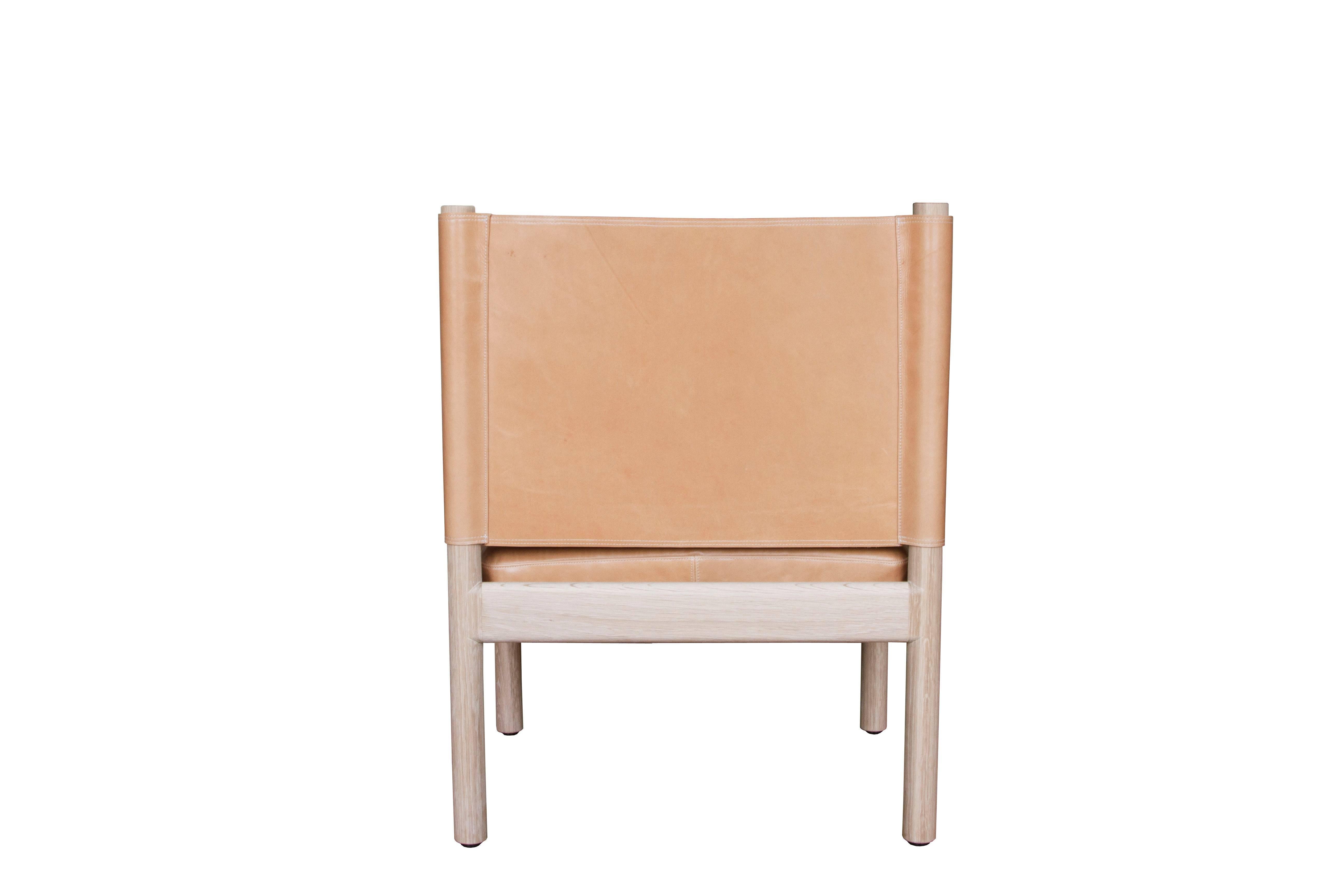 Modern Reed Lounge Chair in Oak and Leather - handcrafted by Richard Wrightman Design