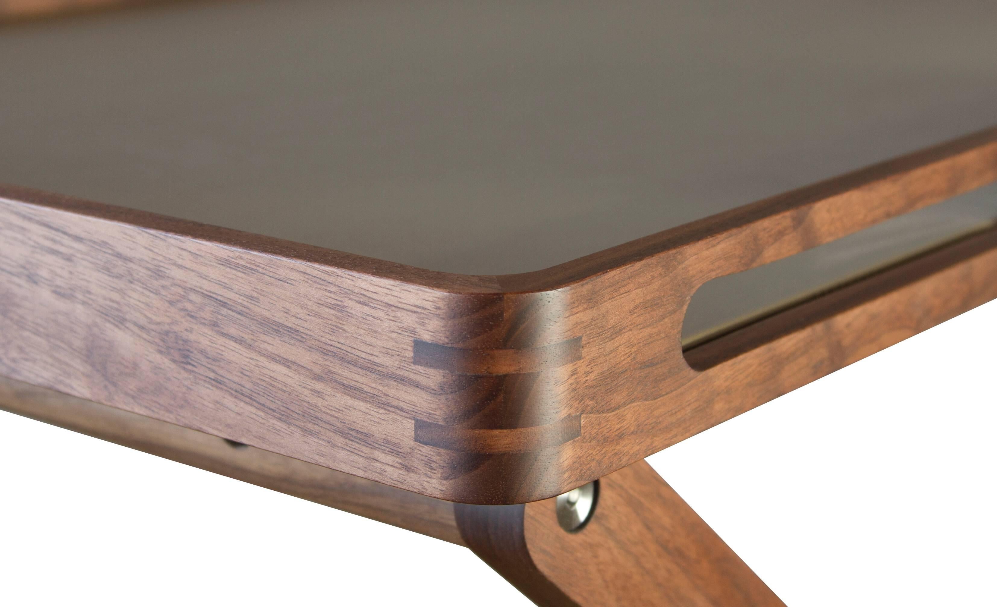 American Graeme Bar Table/Leather Blotter Inlay - handcrafted by Richard Wrightman Design