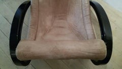 Sgarsul Chair Elephant Leather, Black Wood, by Gae Aulenti for Poltronova '62