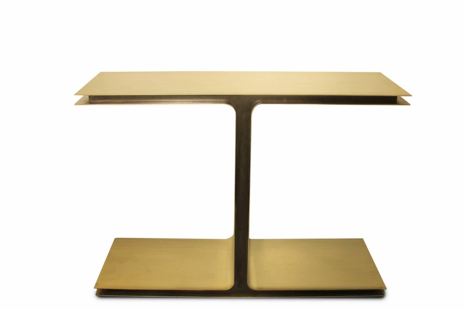 Beautiful contemporary console in brass and metal designed by Michele Notte design, 2014.