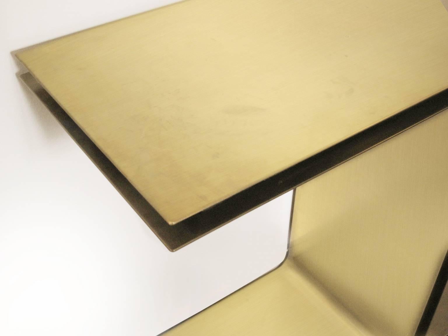 Polished Contemporary Console, Brass and Metal Structure by Michele Notte, 2014 For Sale