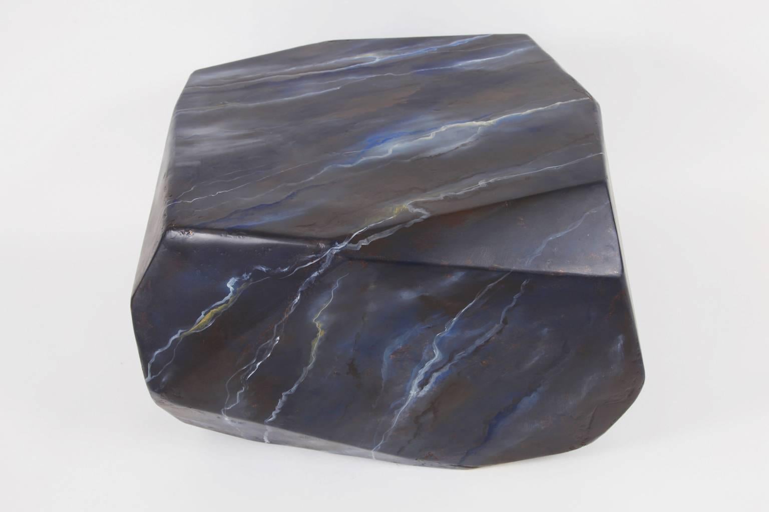 Italian Side Tables or Cocktail Table, Resin, False Marble, Hand Painting, 1970