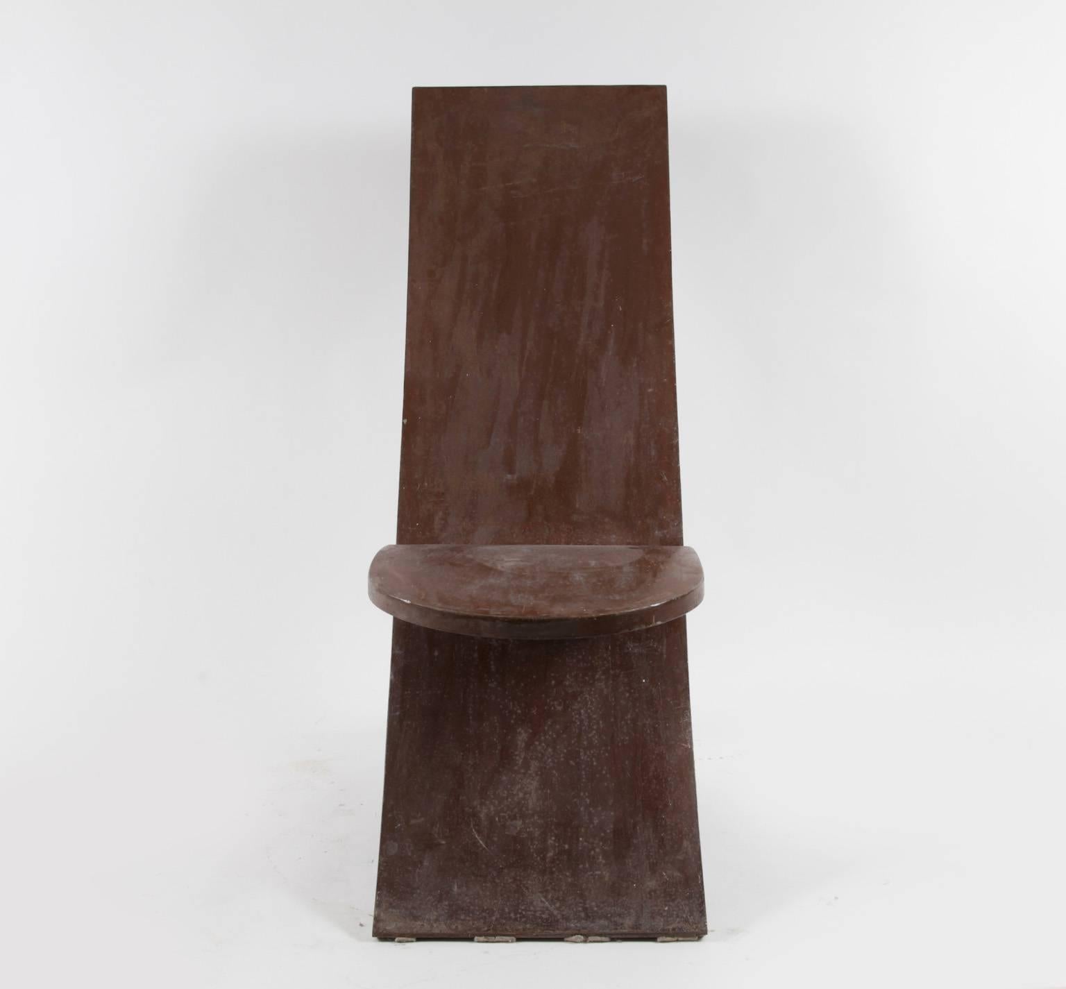 Patinated North African Design Chair, Metal, 1970 For Sale