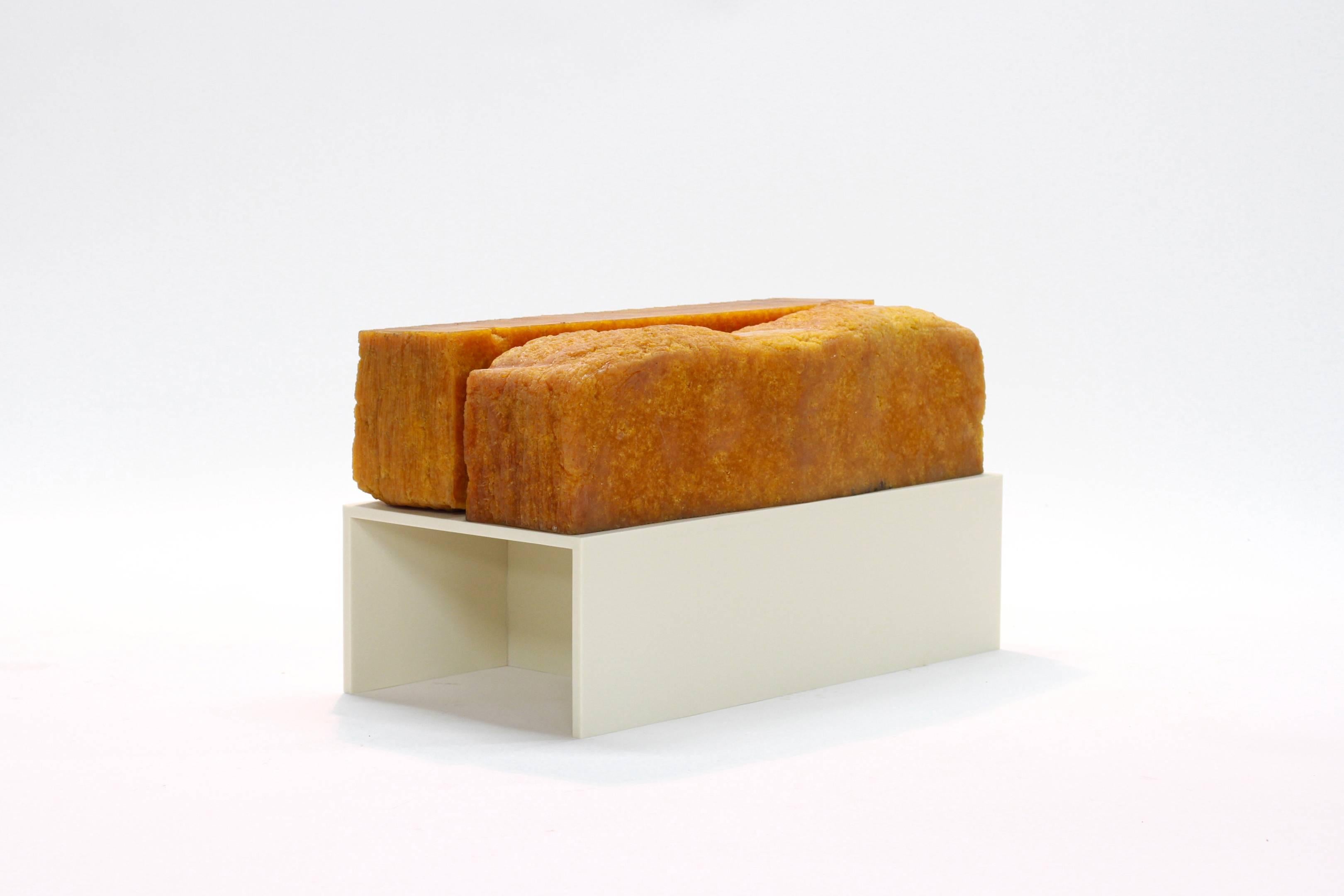 Pressed 705 Bench - Modern Sculpture in Natural Rubber and Corian 