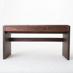 Joaquim Tenreiro Brazilian Hardwood Desk with White Reverse Painted Glass