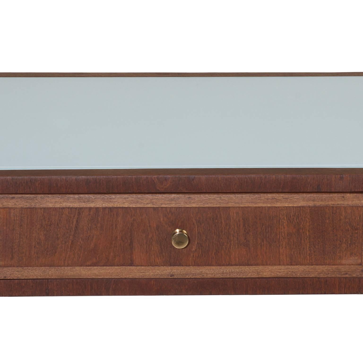 Giuseppe Scapinelli Three-Drawer Brazilian Hardwood Desk with White Glass Top For Sale 2