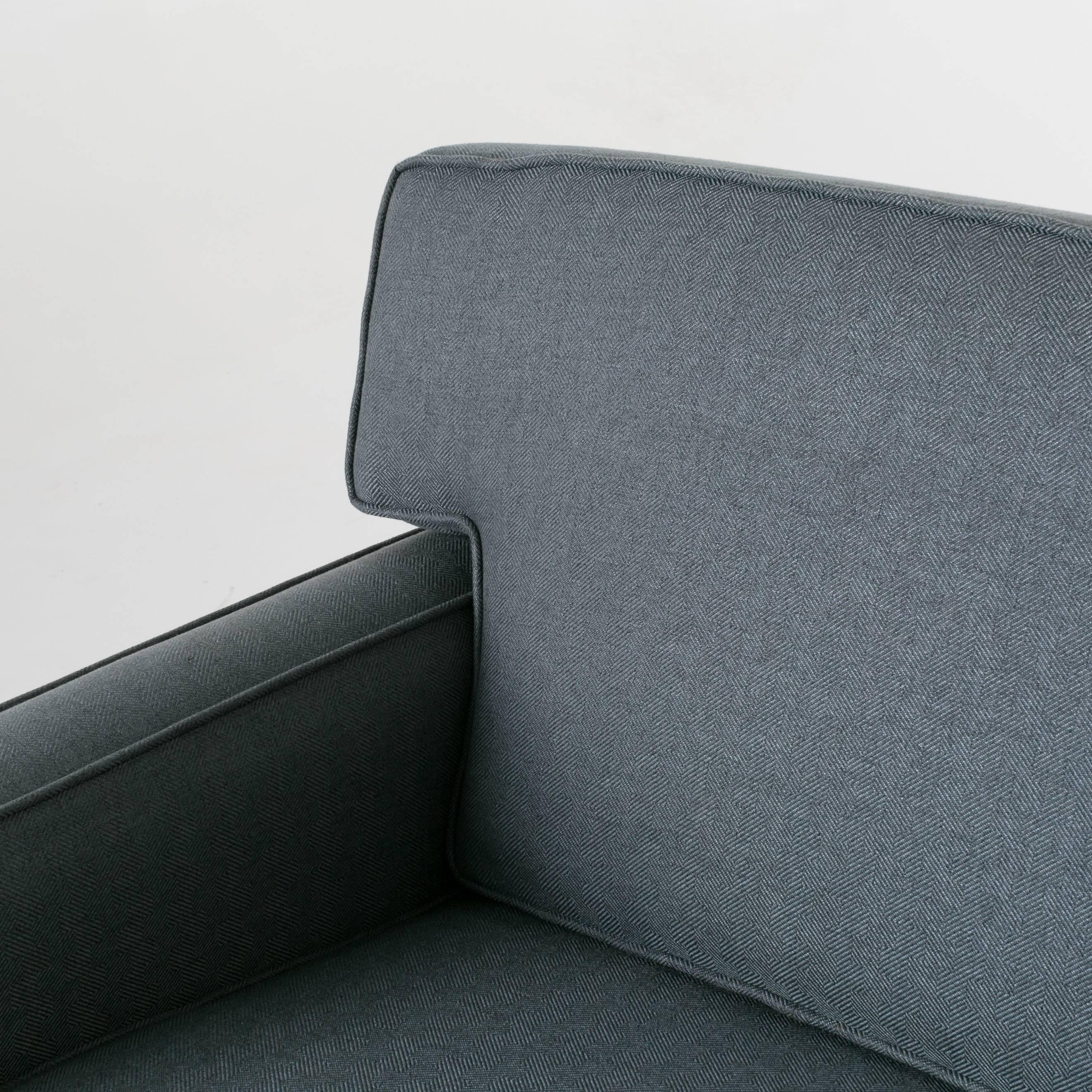 Mid-Century Angular Gray Sofa Love Seat Settee with Black Oil Walnut Feet For Sale 2