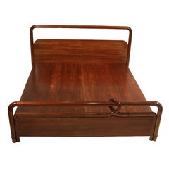 Carved Teak and Bentwood Craftsman Revolution Style Platform Bed
