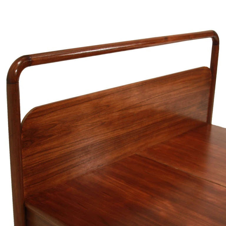 Mid-20th Century Carved Teak and Bentwood Craftsman Revolution Style Platform Bed For Sale