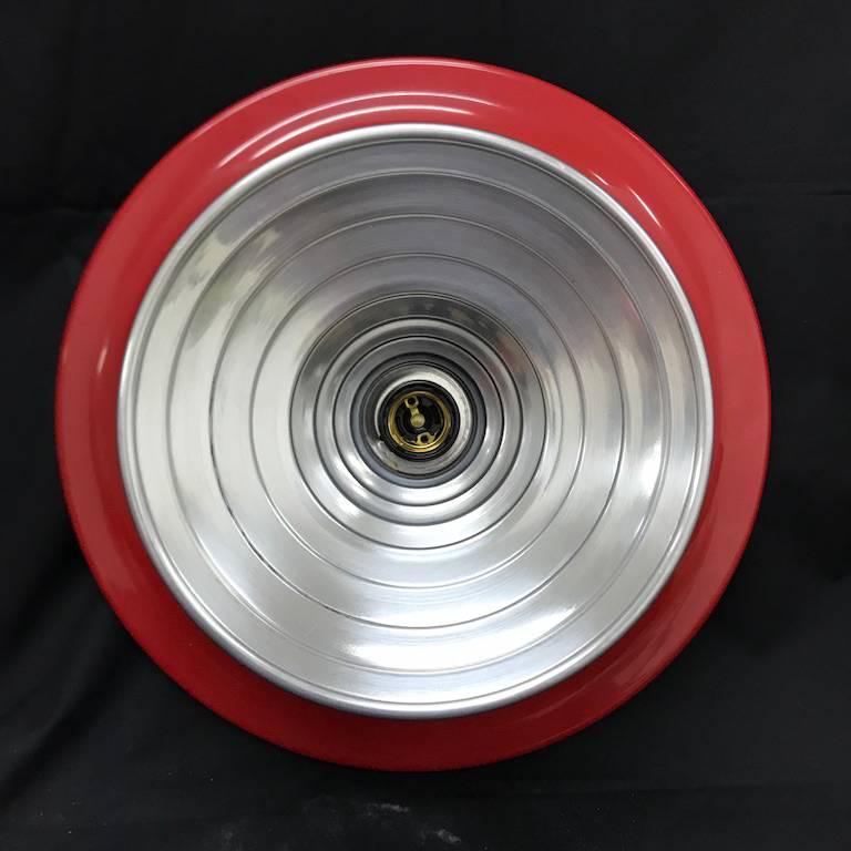 Late 20th Century Aluminum Set of Two Red Wall Sconces Targetti, Space Age, circa 1970