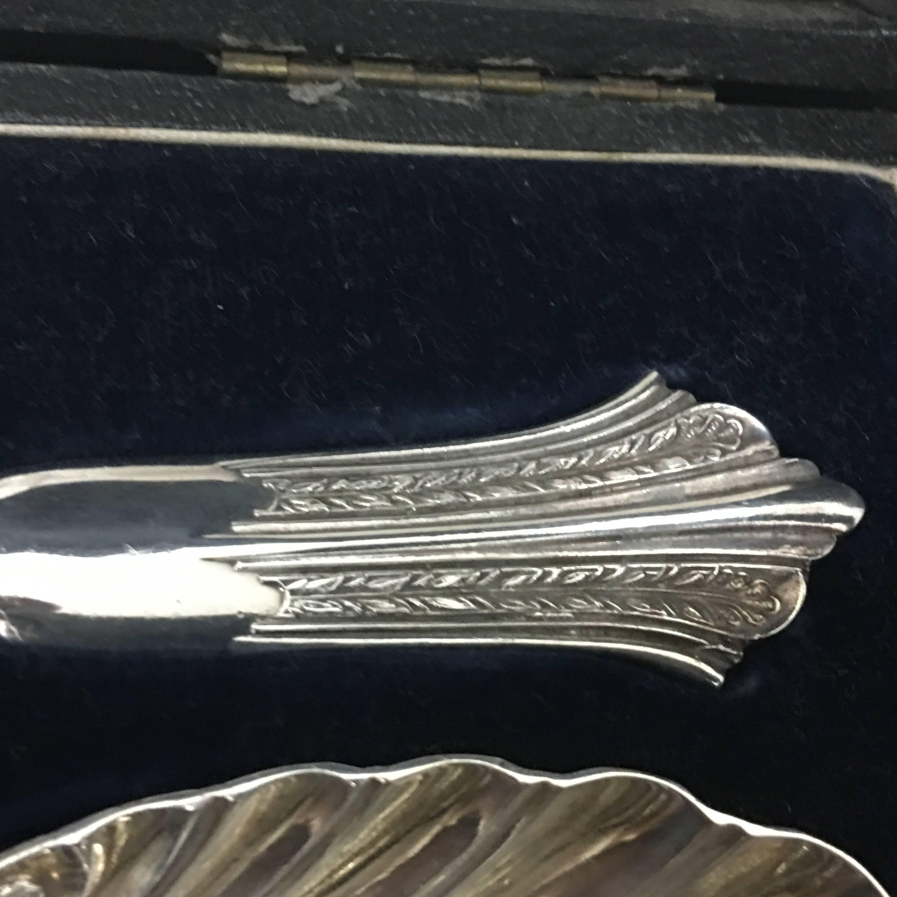 Late 19th Century Pair of Victorian Silver Plate Spoons in a Box England, circa 1870