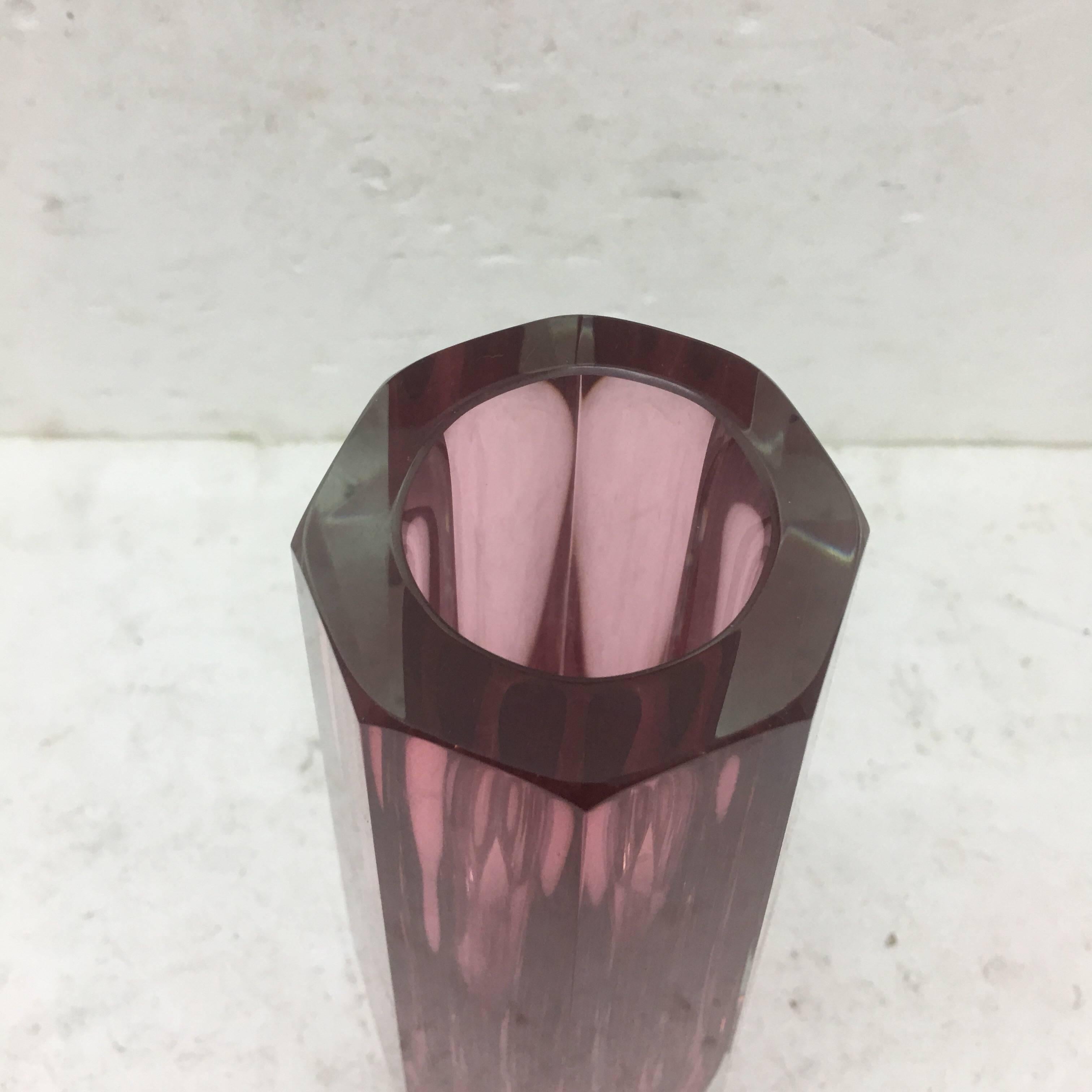 Particular pink vase by Mandruzzato made in Italy, circa 1970.