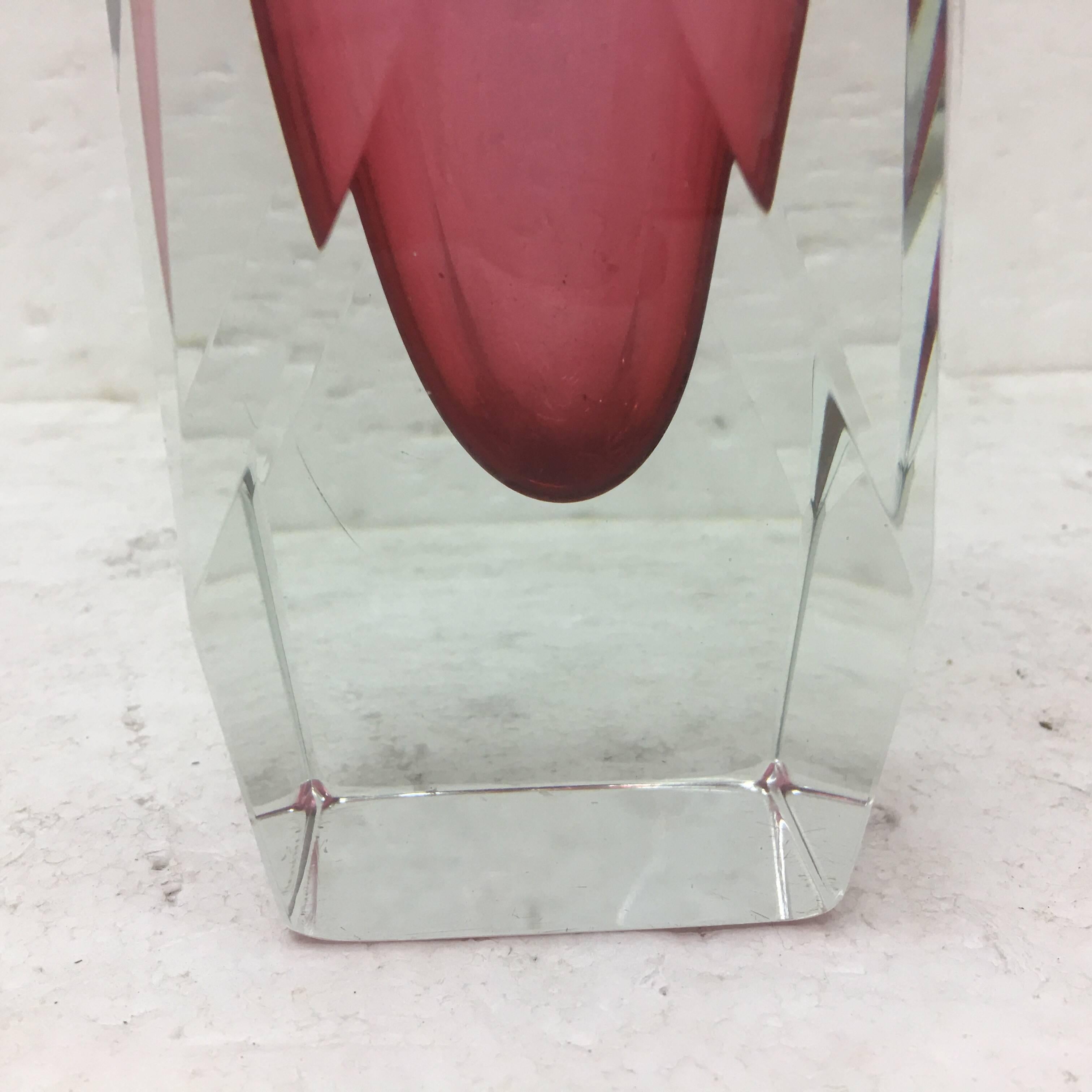 Modern Sommerso faceted Murano Glass Vase by Mandruzzato, circa 1970