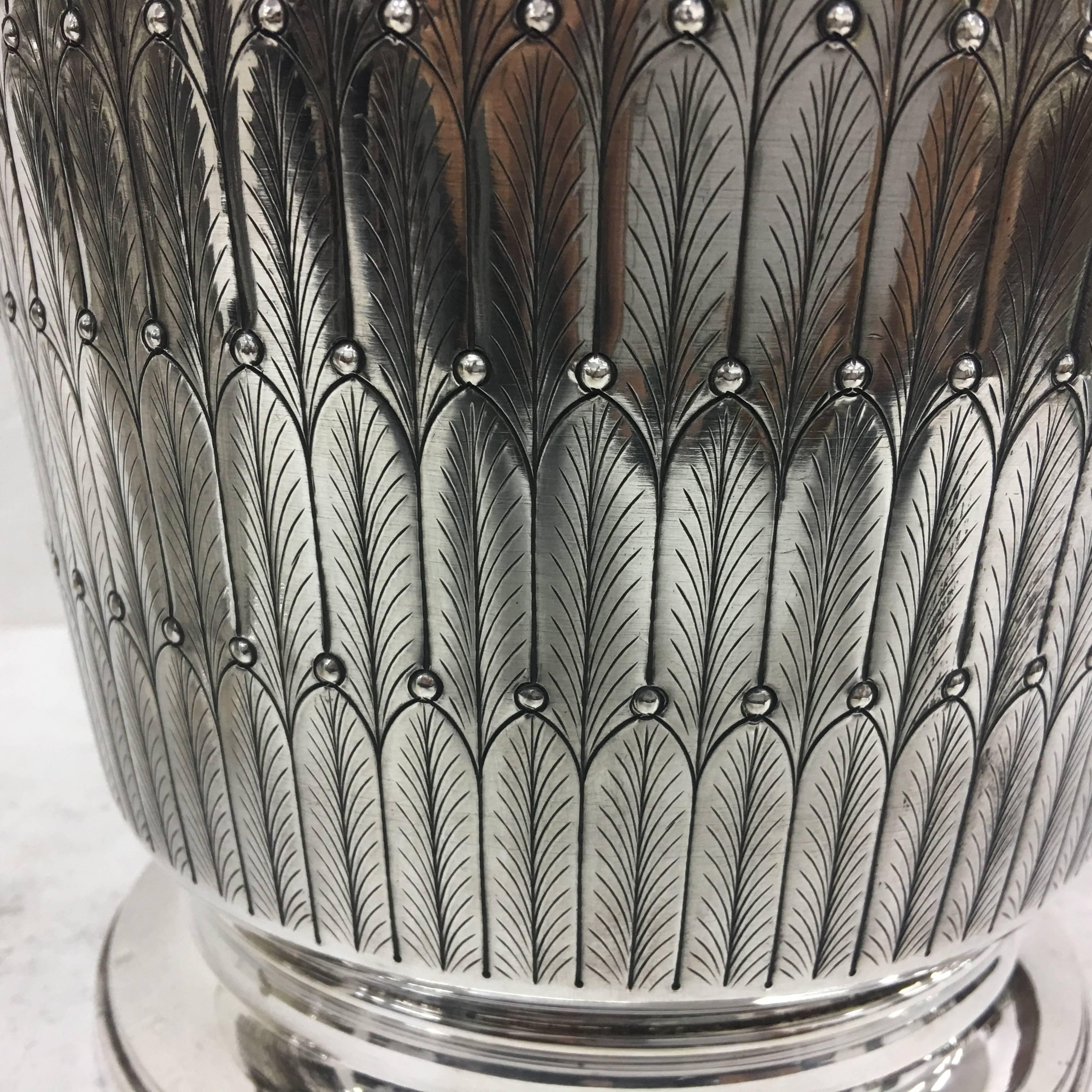 Italian Silver Wine Cooler and Ice Bucket by Silvart, circa 1970 In Excellent Condition In Aci Castello, IT