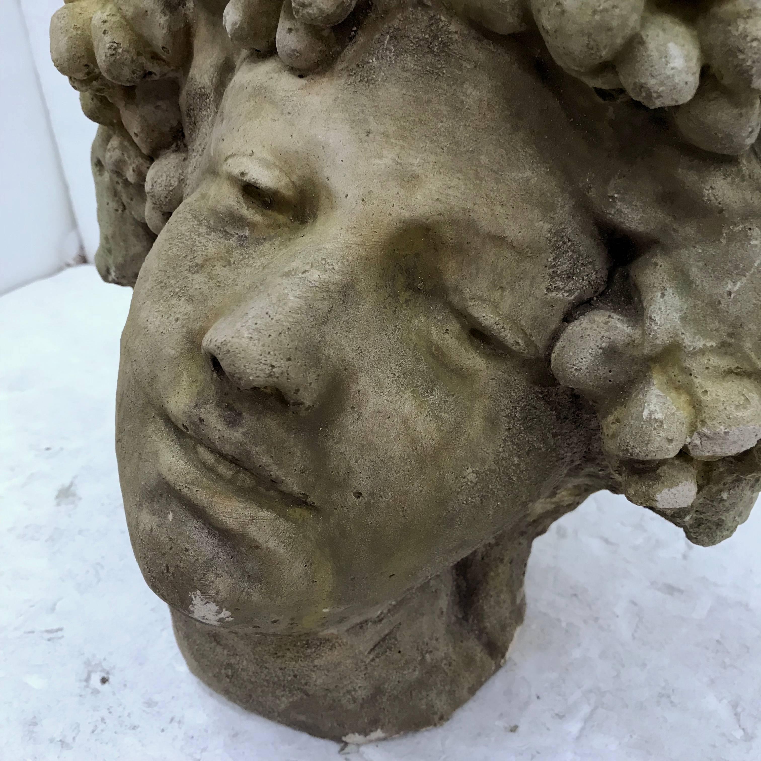 Italian Bacco Stone Head, Made in Italy in Early 20th Century