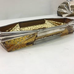 Italian Art Deco Glass and Sterling Toilet Set by Ilga