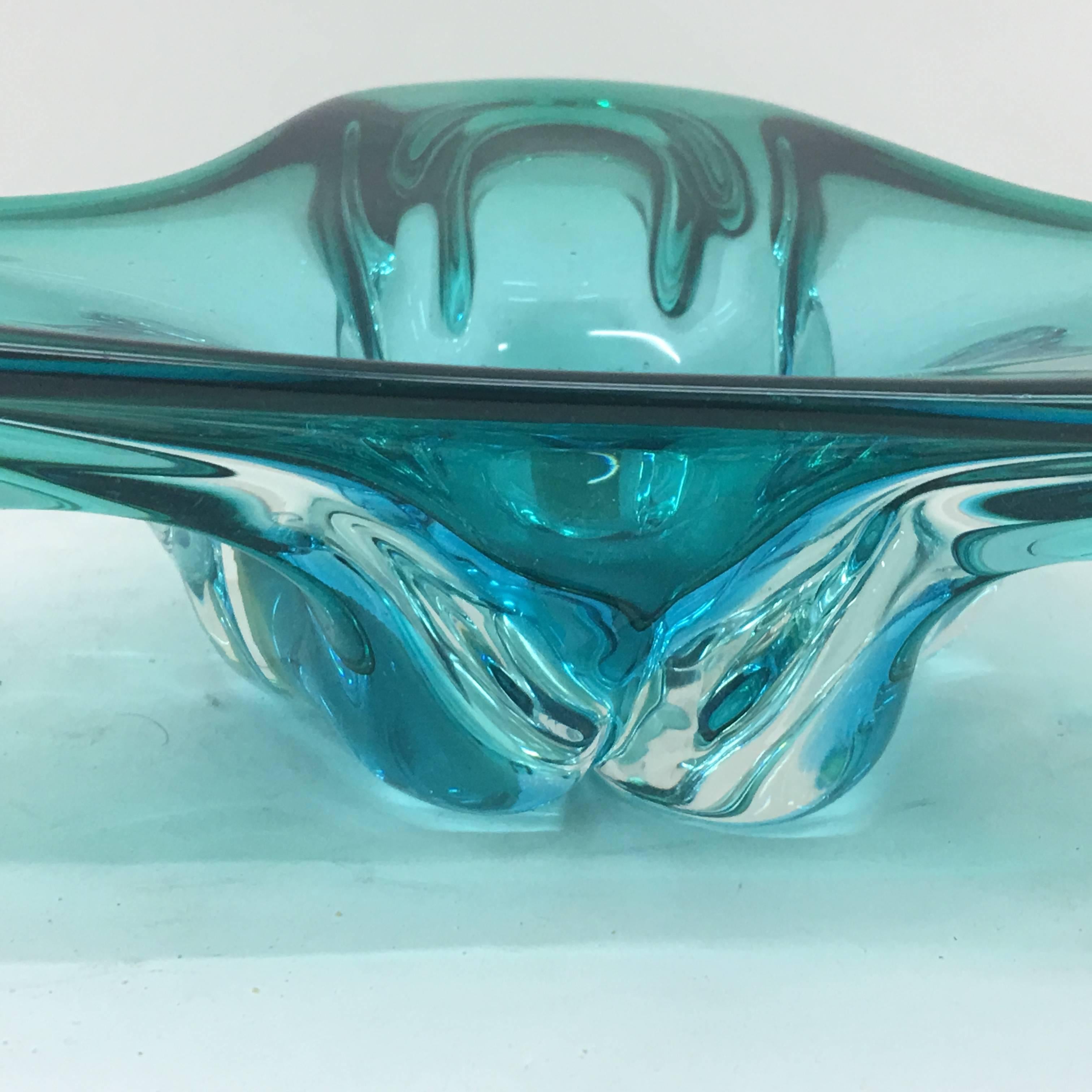 Hand-Crafted Vintage Submerged Murano Glass Ashtray, circa 1970