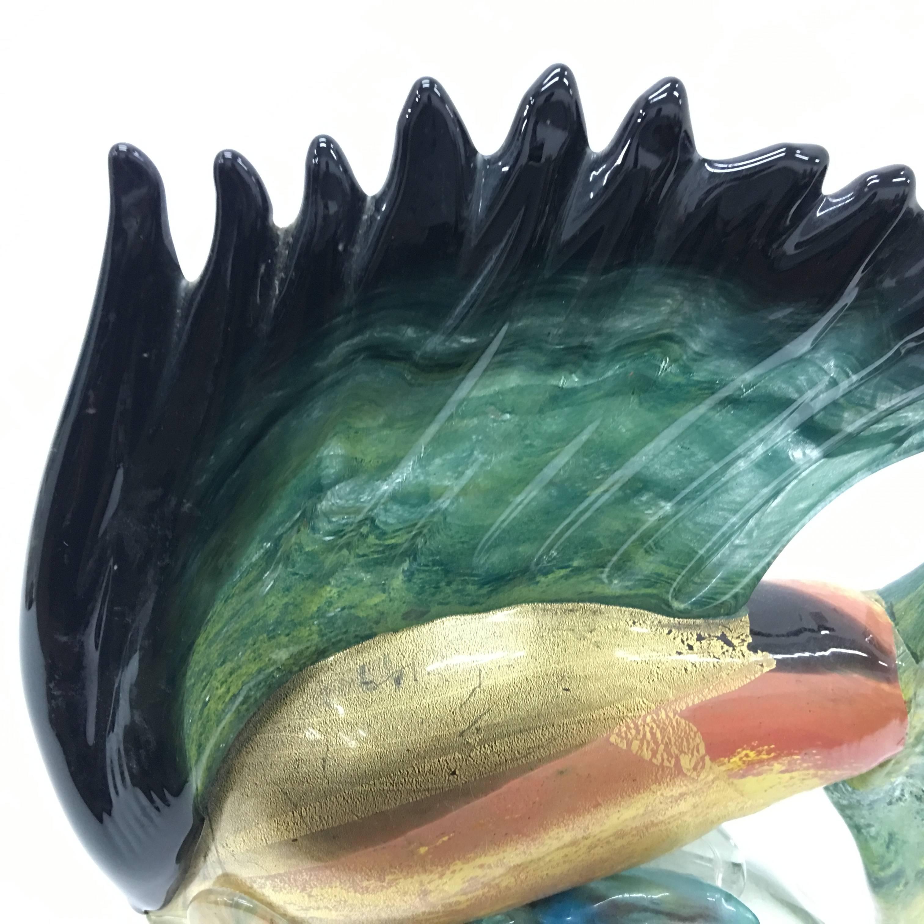 Particular handcrafted Murano glass sculpture of a fish, good conditions overall.