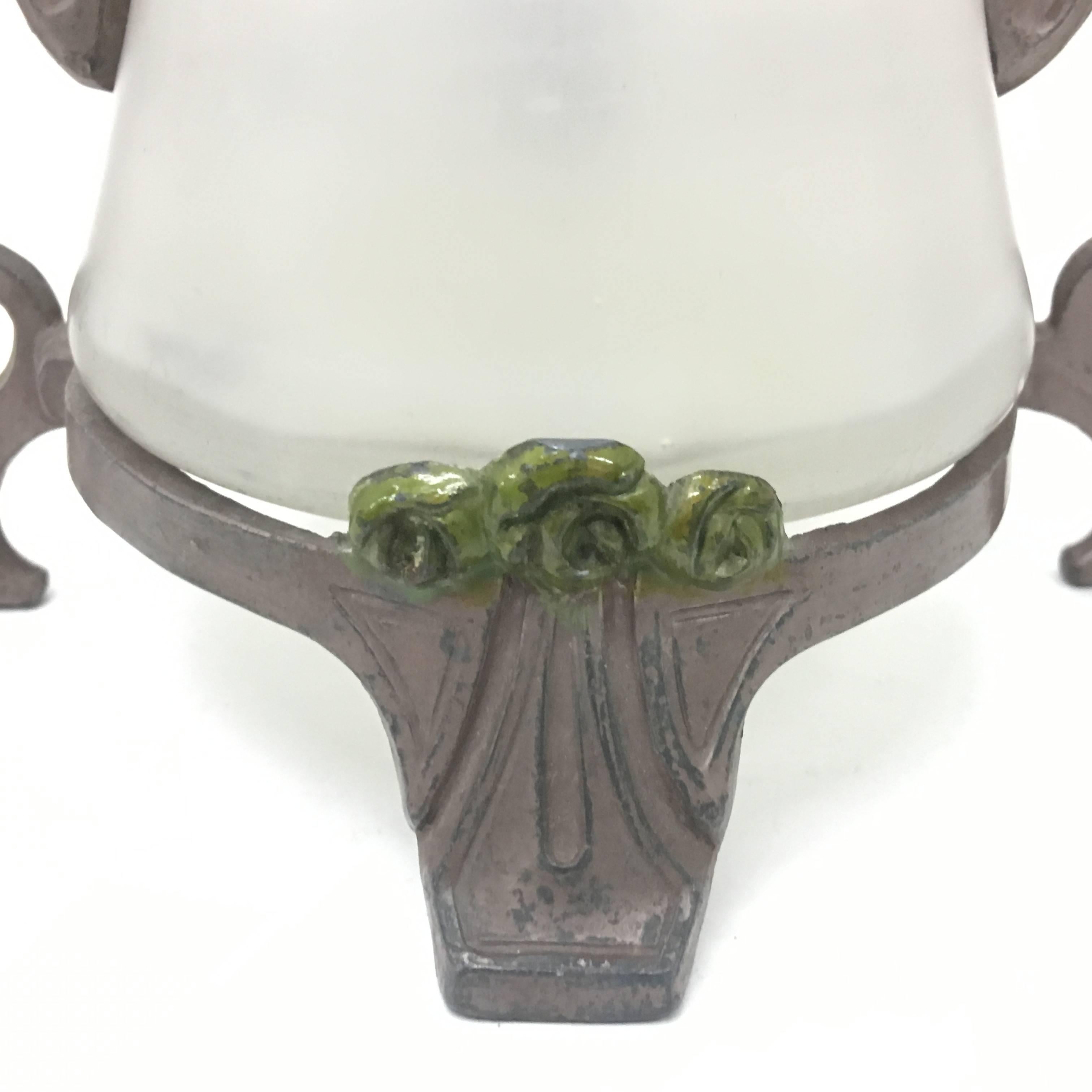 Art Nouveau Italian Metal and Glass Tulip Vase, circa 1900 4