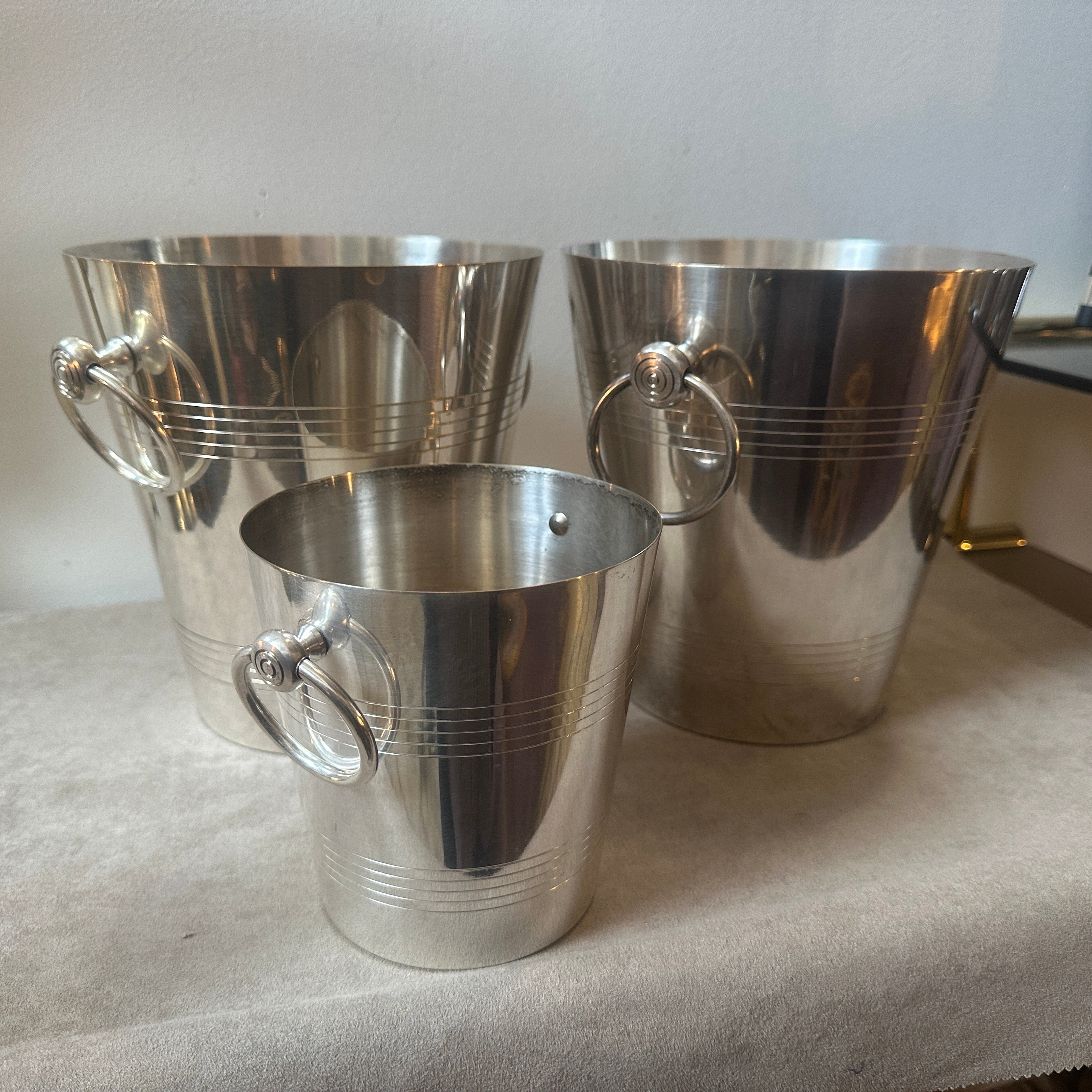 1940s Art Deco Set of Two French Wine Coolers and Ice Bucket by Gelb In Good Condition In Aci Castello, IT