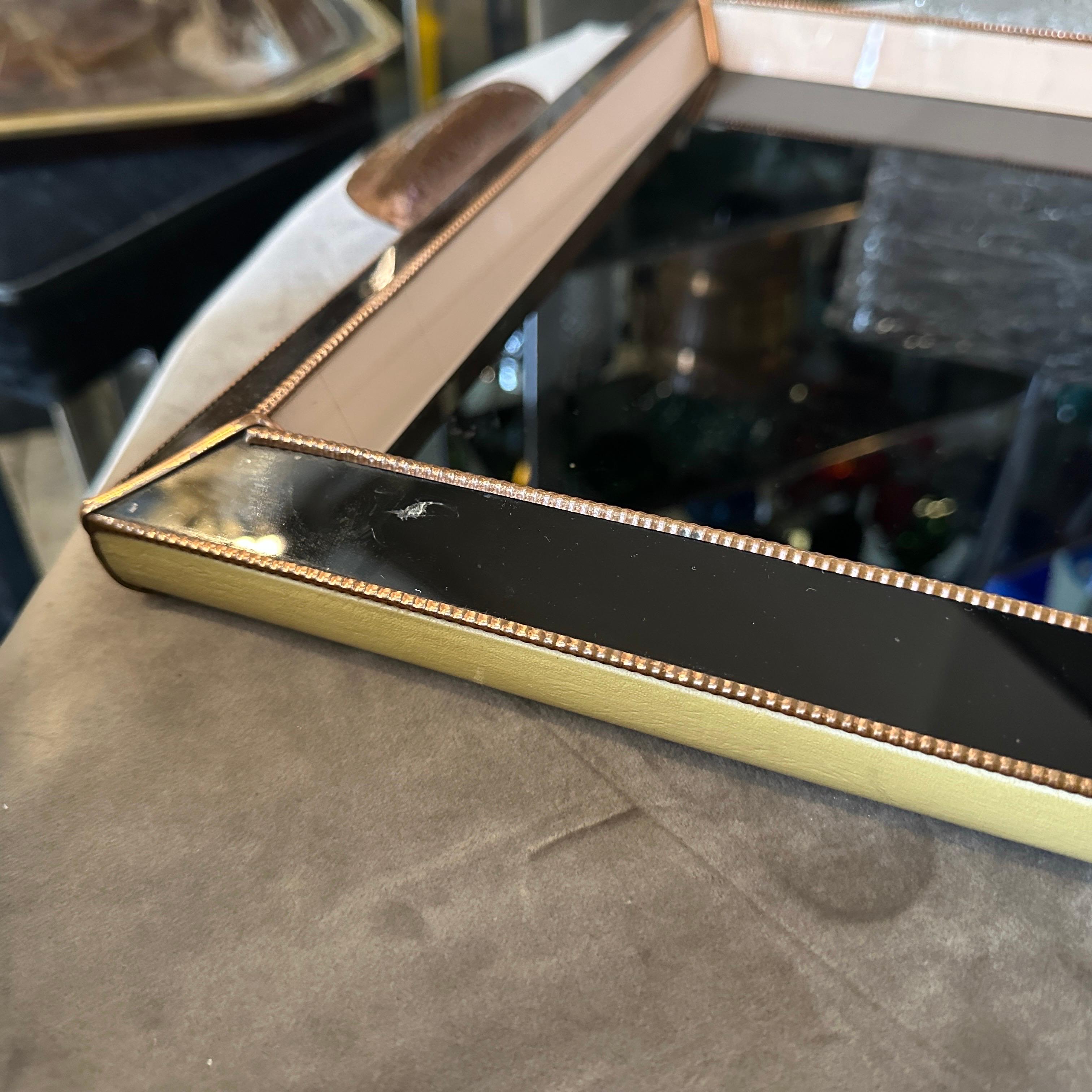 A High Quality 1930s Art Deco Copper and Glass Rectangular Italian Serving Tray For Sale 1