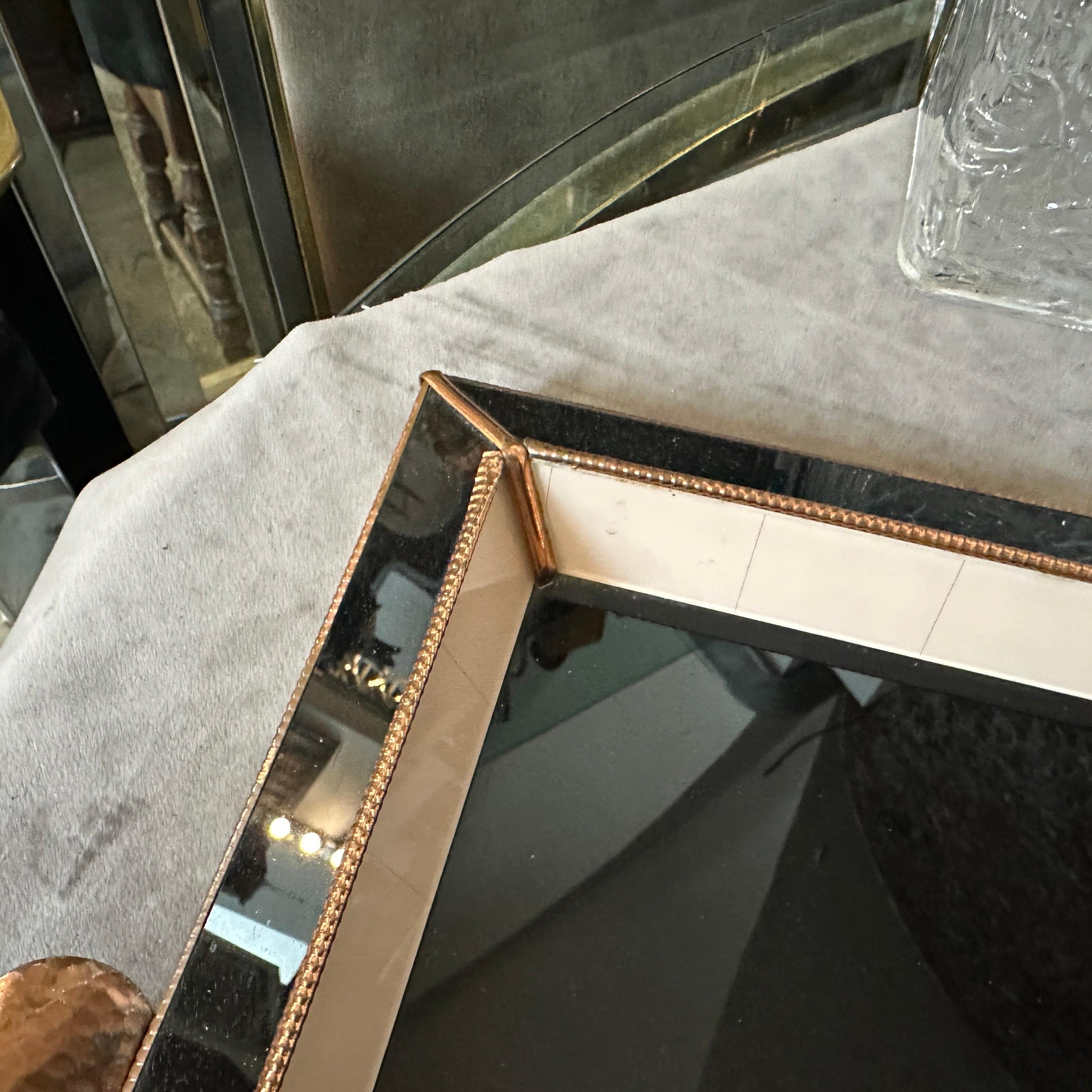 A High Quality 1930s Art Deco Copper and Glass Rectangular Italian Serving Tray For Sale 2