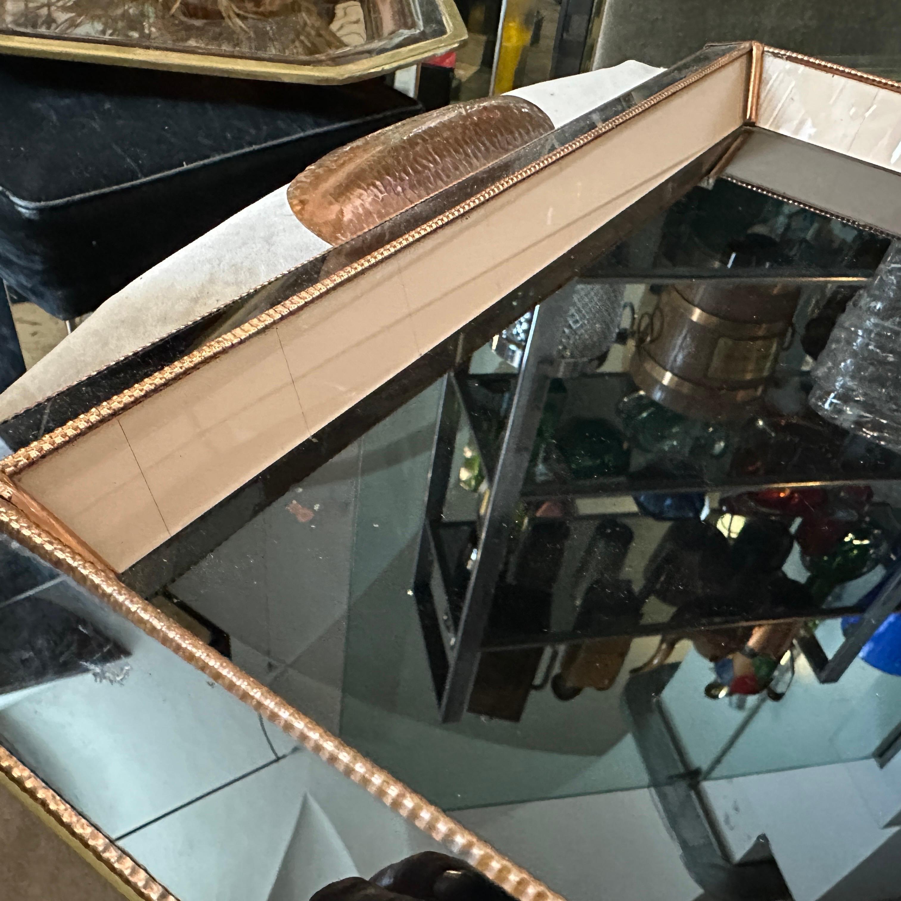 A High Quality 1930s Art Deco Copper and Glass Rectangular Italian Serving Tray For Sale 5