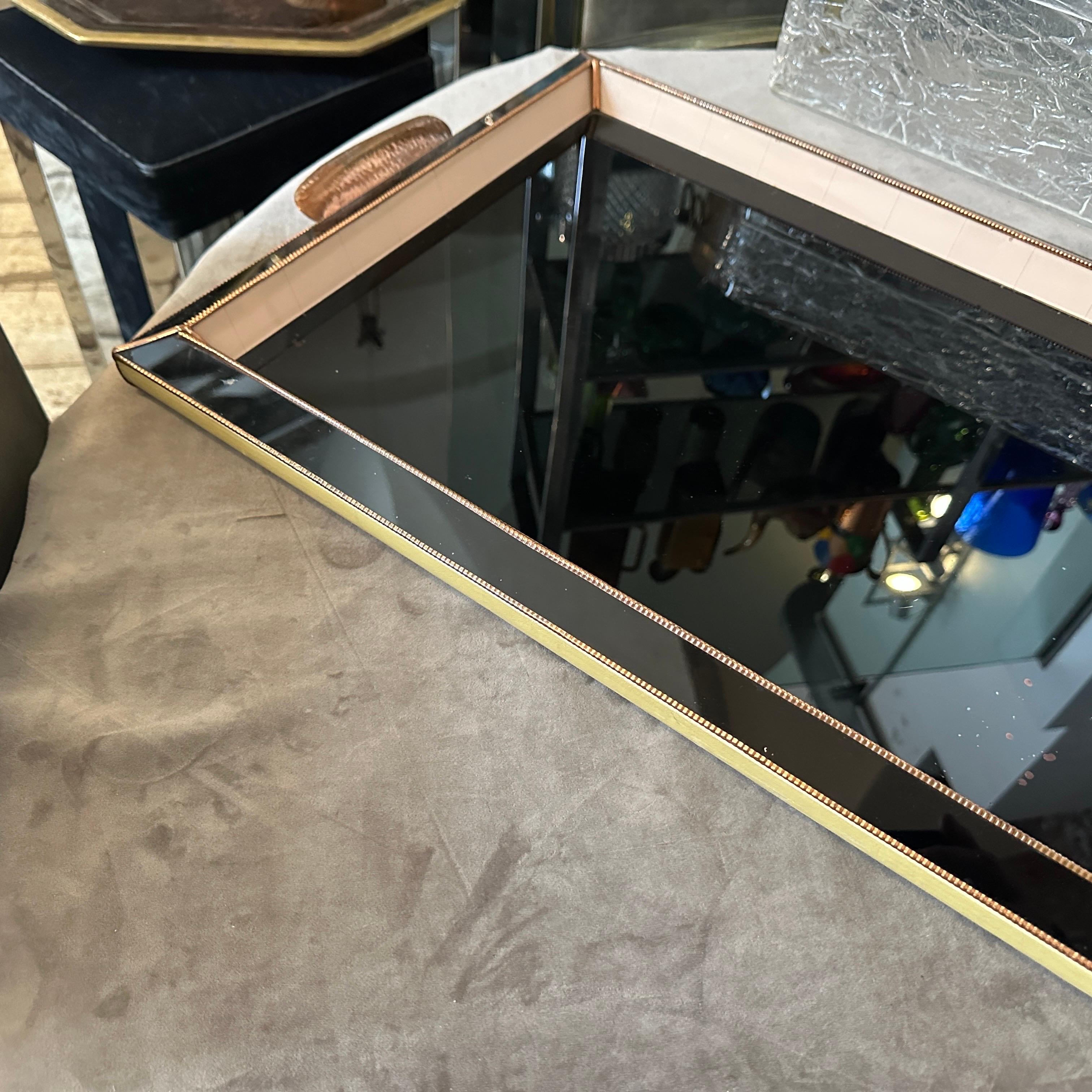 A High Quality 1930s Art Deco Copper and Glass Rectangular Italian Serving Tray For Sale 7