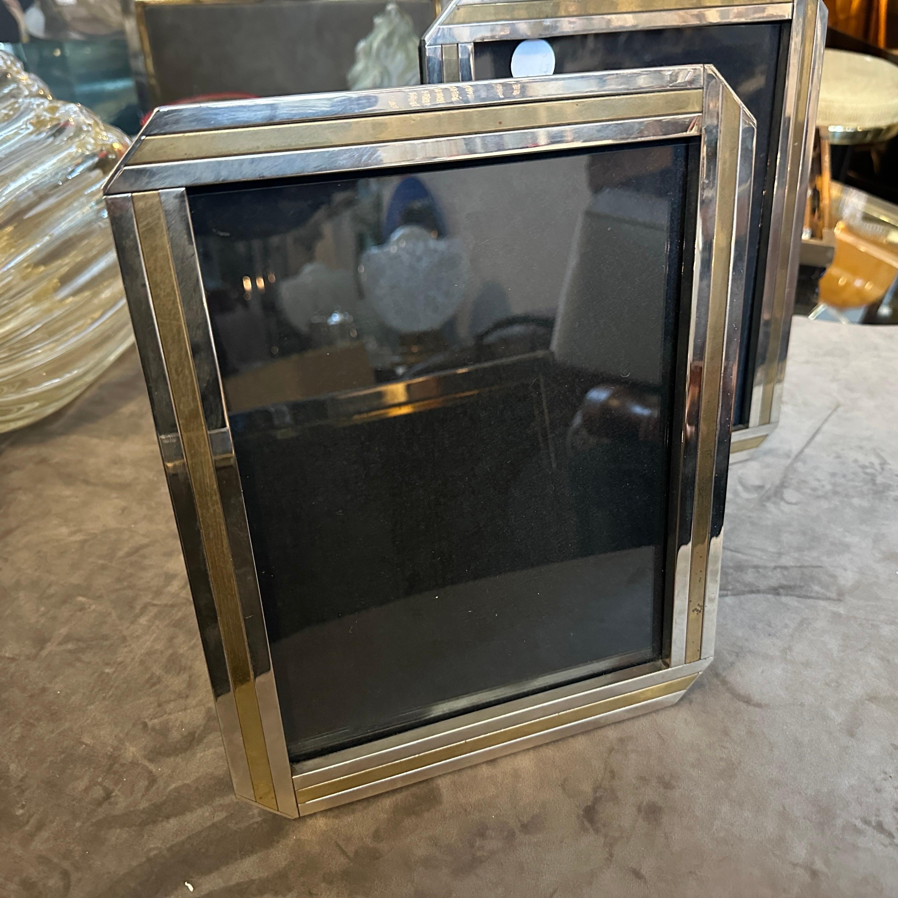 Mid-Century Modern Two 1970s Willy Rizzo Style Mid-century Modern Silver Plated Picture Frames For Sale