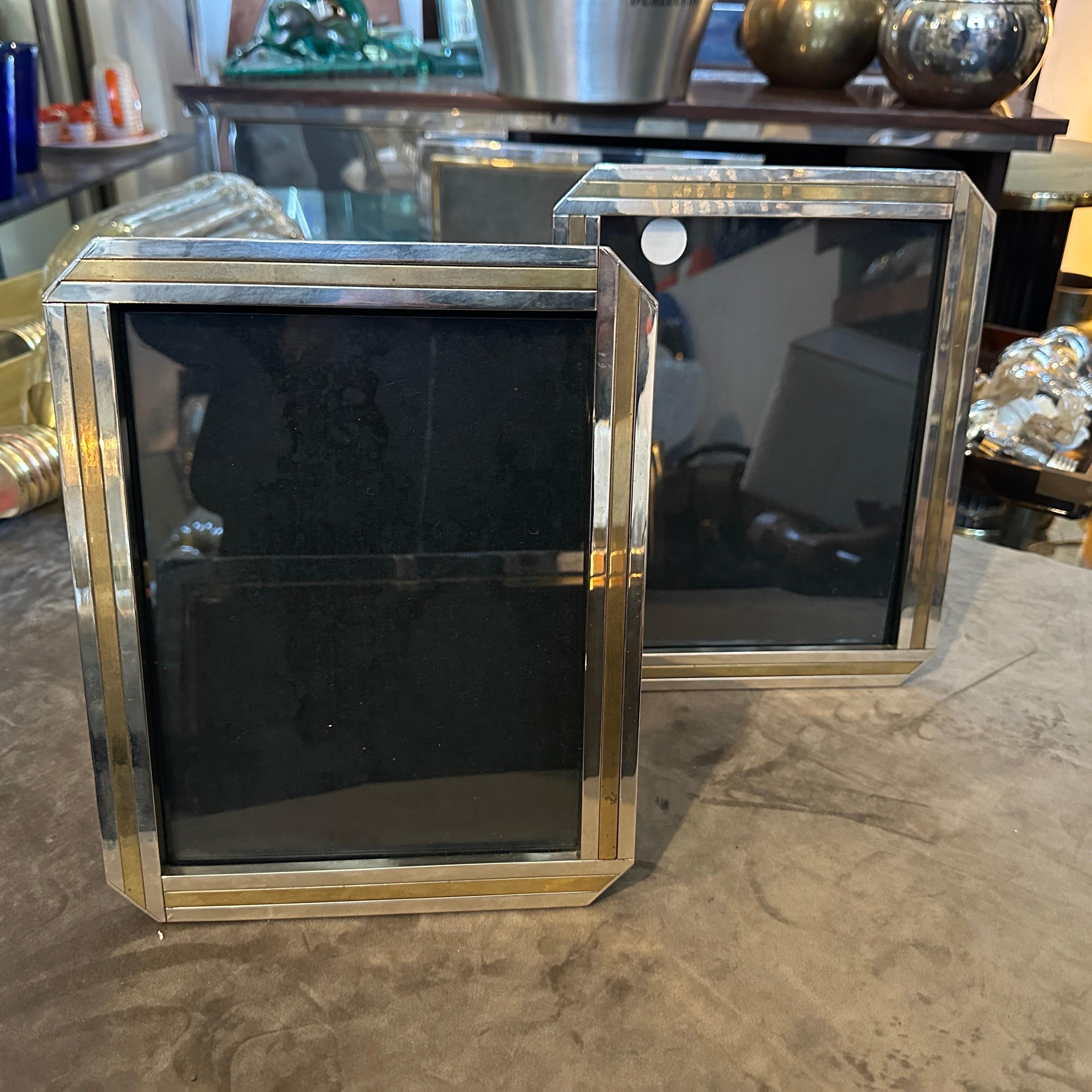 20th Century Two 1970s Willy Rizzo Style Mid-century Modern Silver Plated Picture Frames For Sale