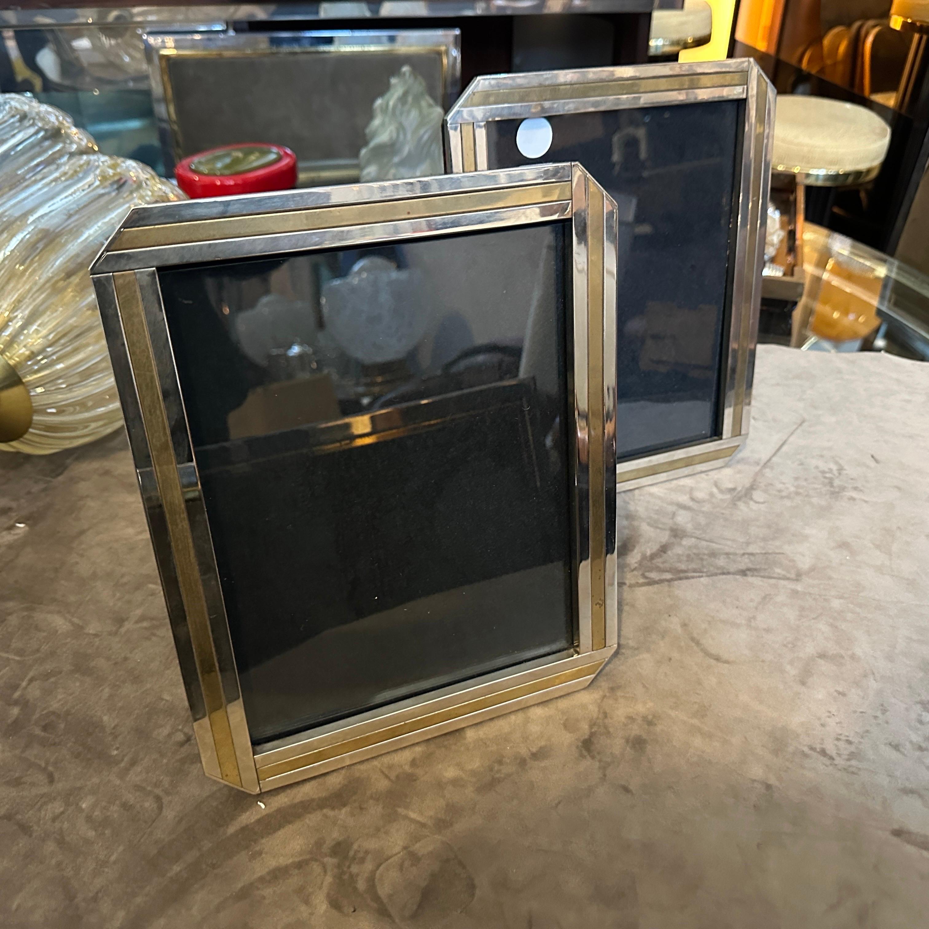 Two 1970s Willy Rizzo Style Mid-century Modern Silver Plated Picture Frames For Sale 1