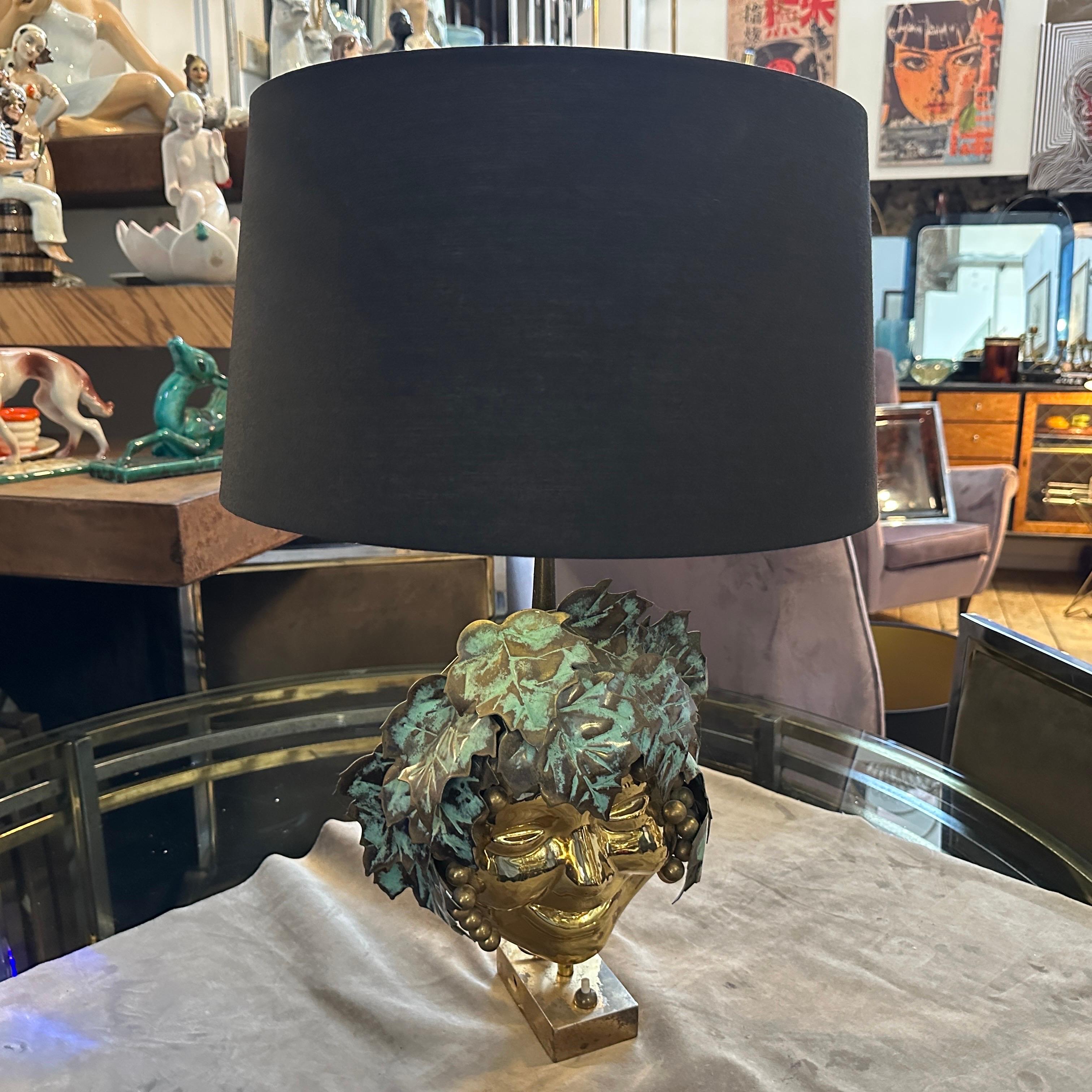 Lámpara de mesa Bacchus italiana de latón, moderna de mediados de siglo, años 70 en venta 9
