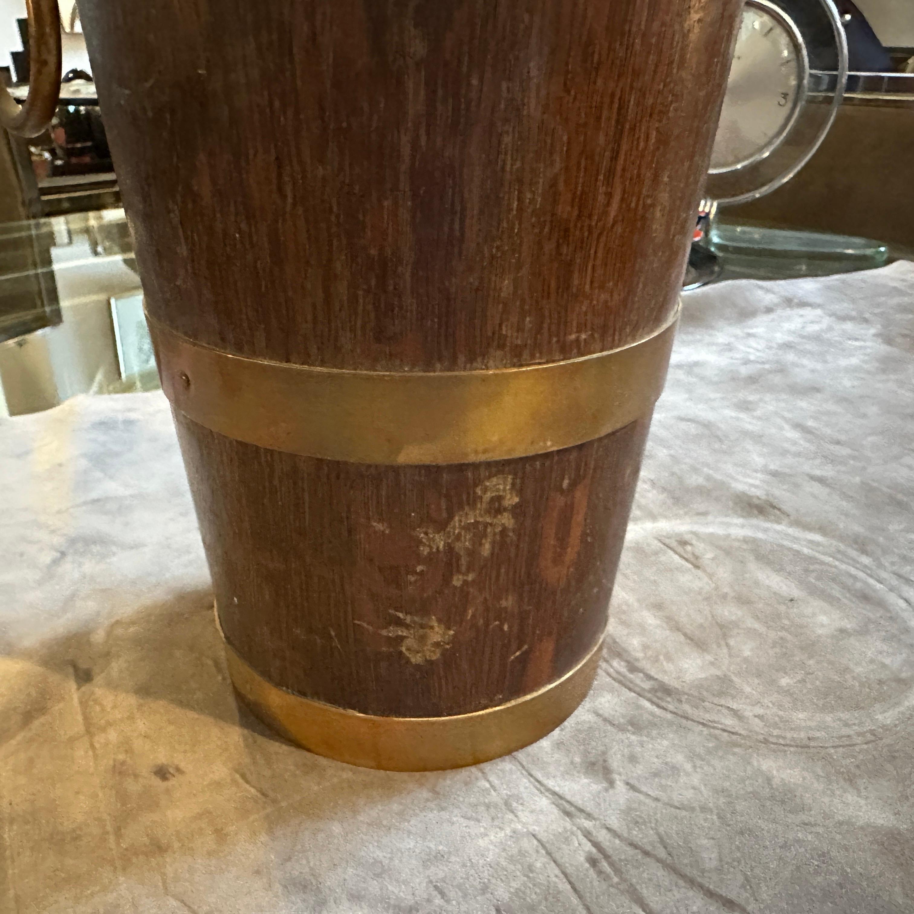 Französischer Weinkühler aus Eichenholz und Kupfer von Geraud Lafitte, Art Deco 1940 im Angebot 3