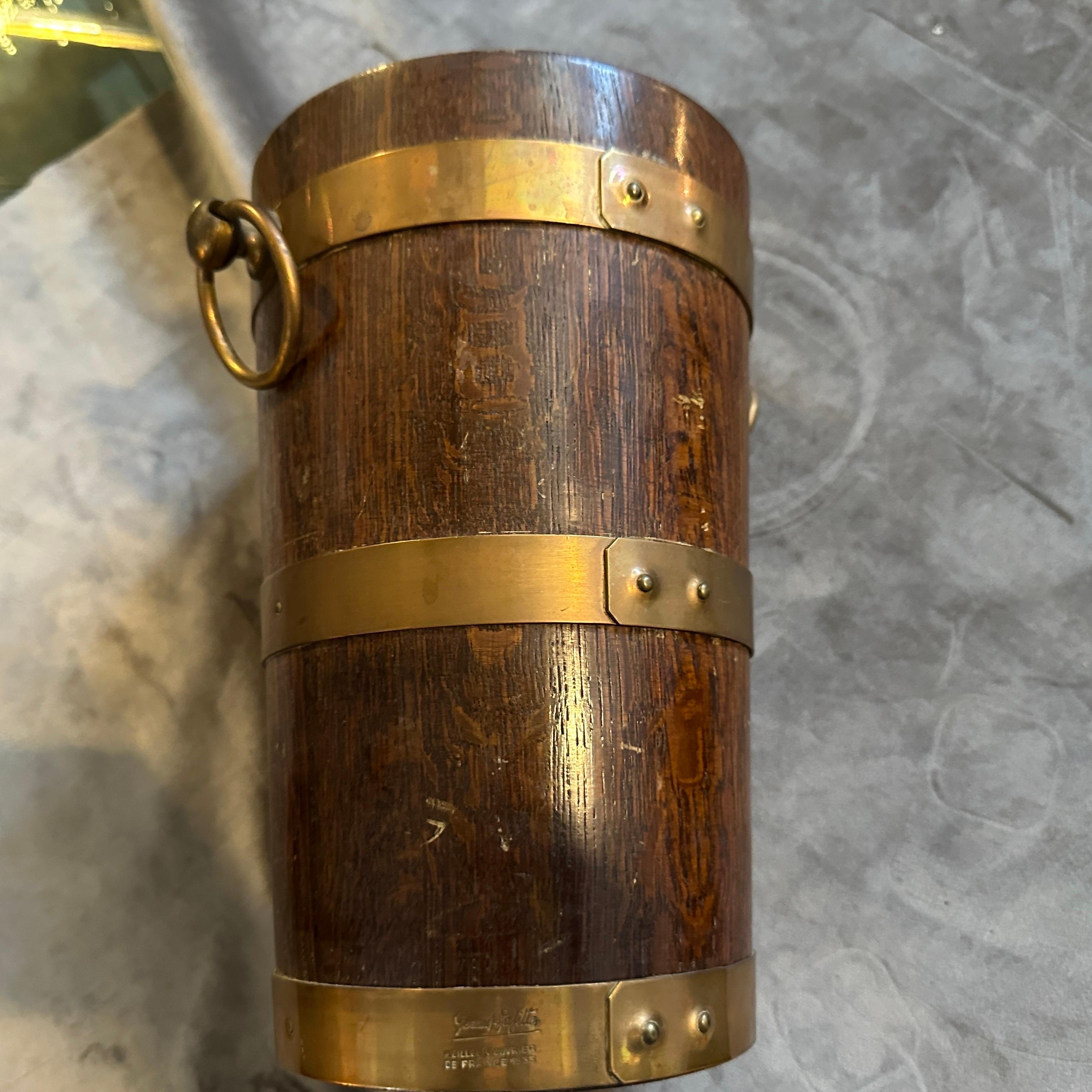 Französischer Weinkühler aus Eichenholz und Kupfer von Geraud Lafitte, Art Deco 1940 im Angebot 9