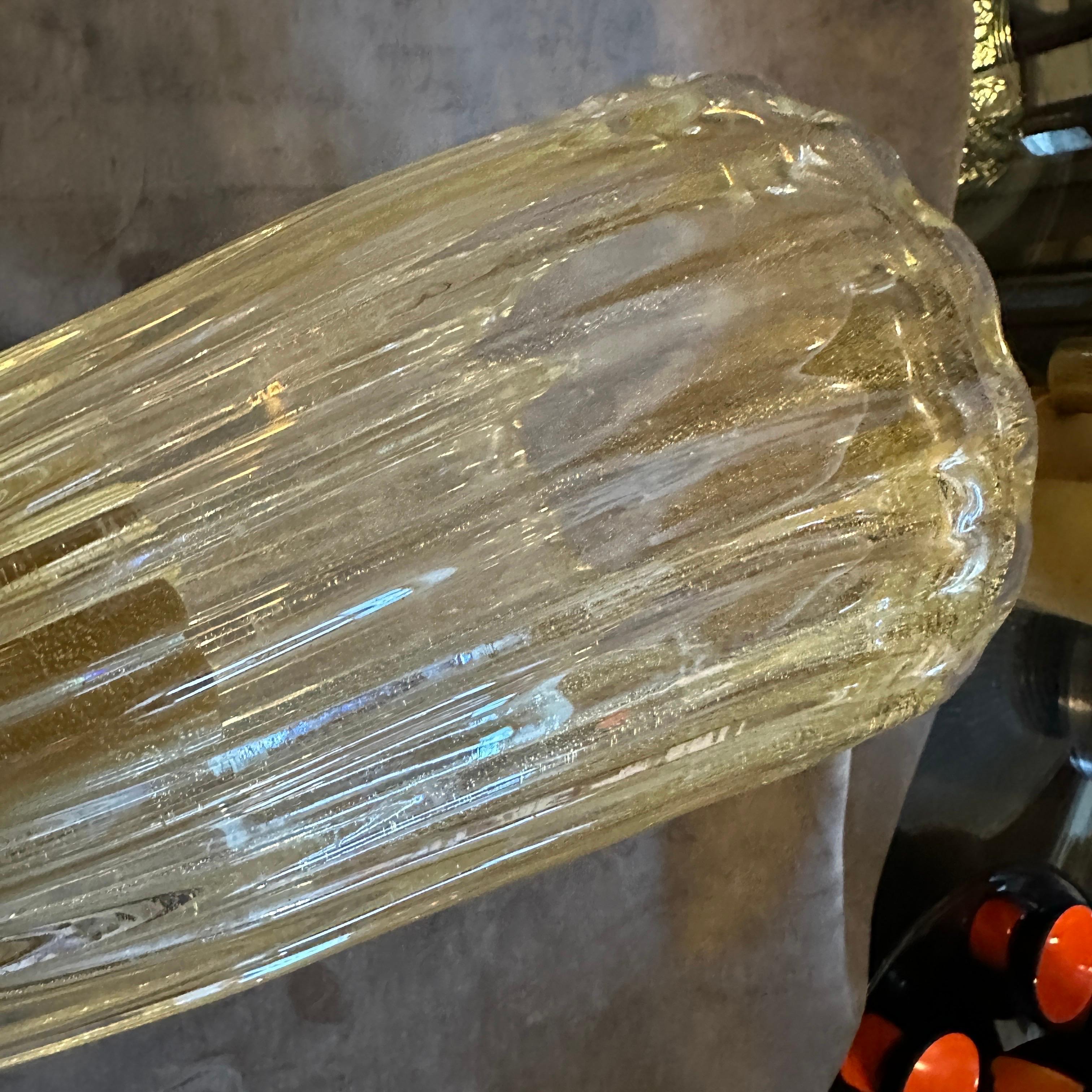 Dos apliques de pared de latón y cristal de Murano modernos de mediados de siglo de estilo Barovier de los años 90 en venta 2