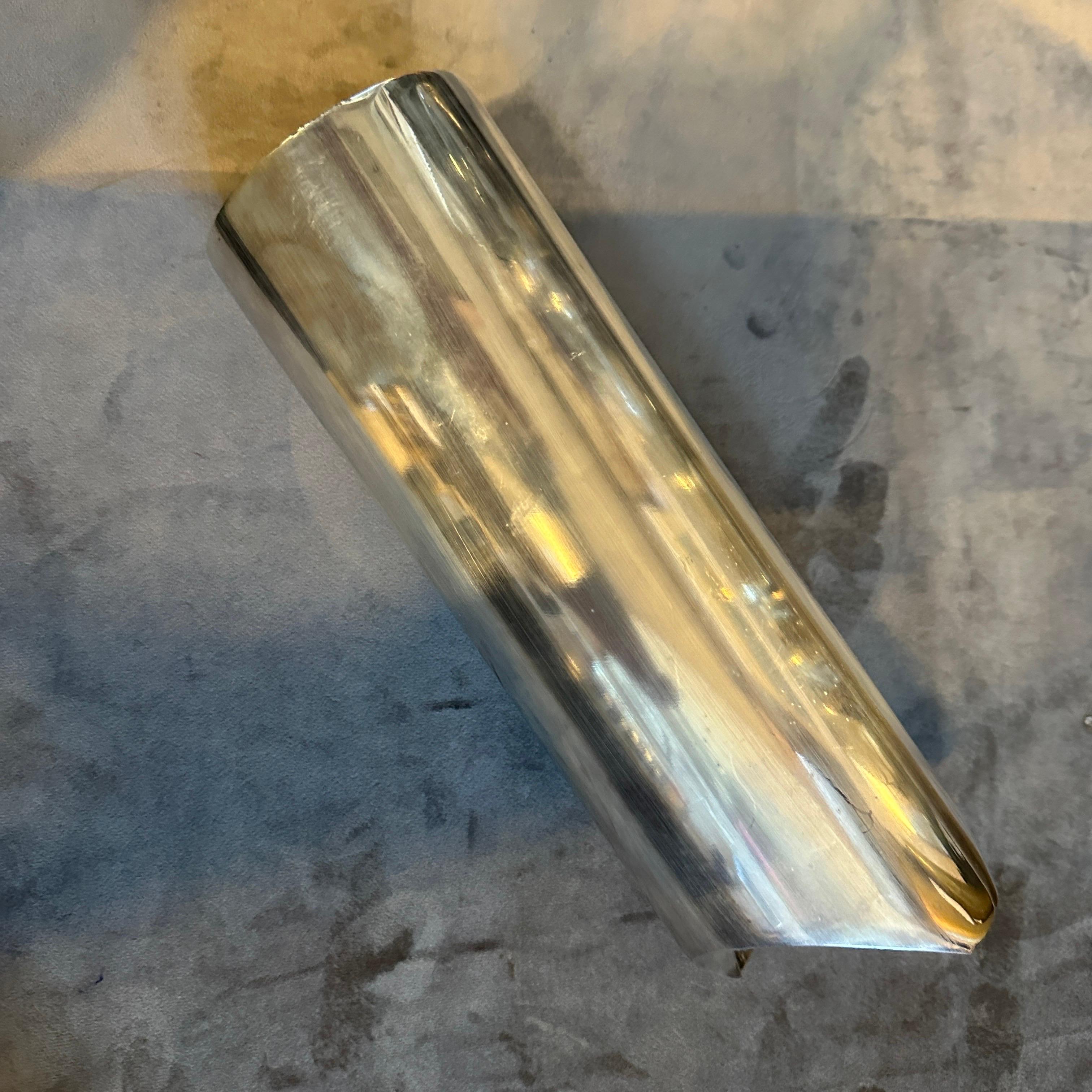 1970s Minimalist Silver Plated Sculptural Vase designed by Lino Sabattini In Excellent Condition For Sale In Aci Castello, IT