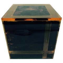 Vintage Plexiglass Squared Ice Bucket, Made in Italy, circa 1970