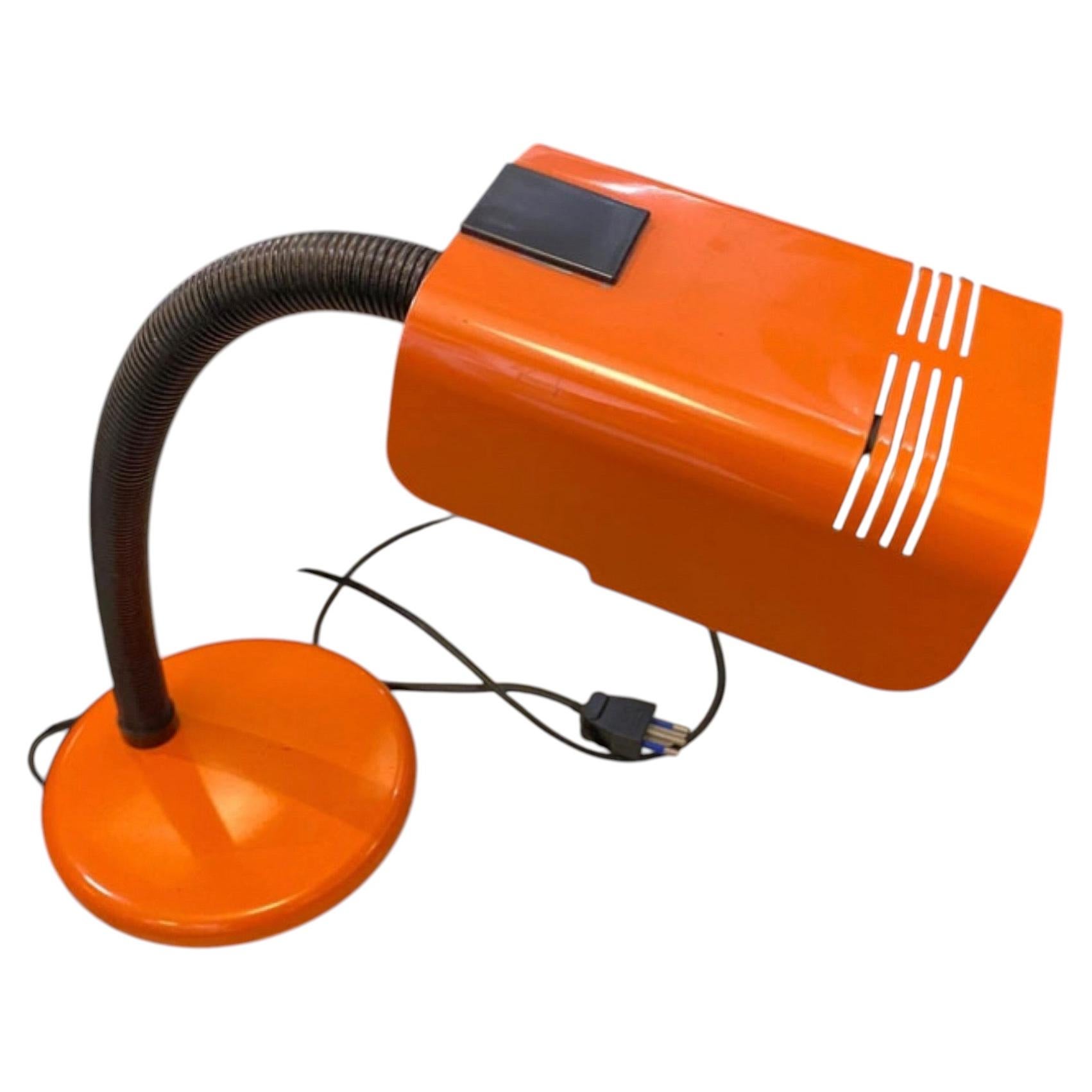 1970s Space Age Orange and Black Italian Desk Lamp by Targetti Sankey For Sale