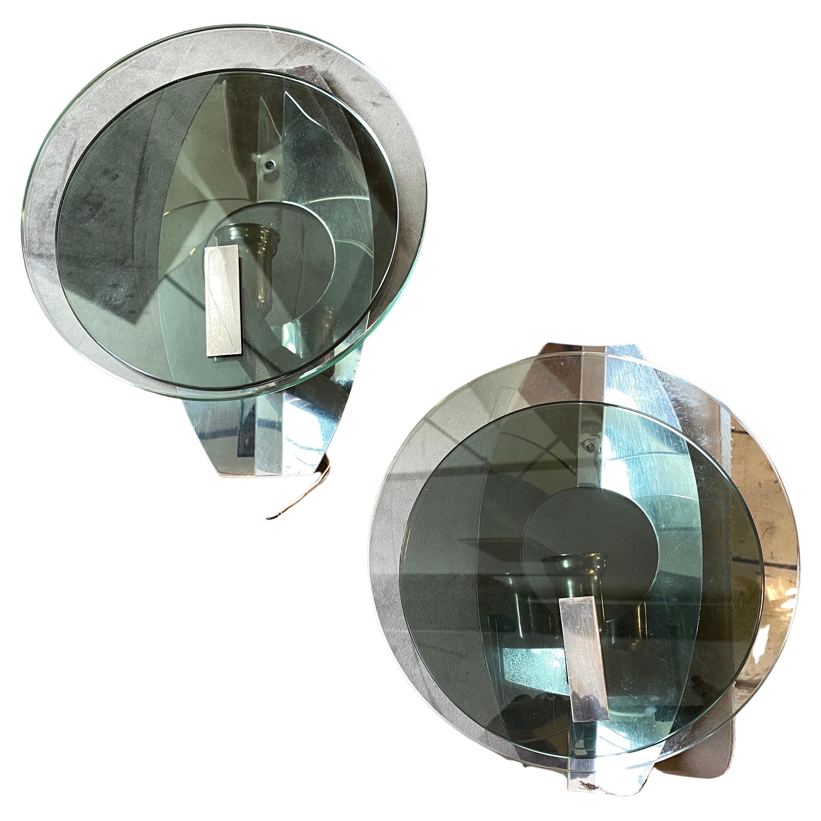 1970s Set of Four Space Age Italian Wall Sconces by Lupi Cristal Luxor