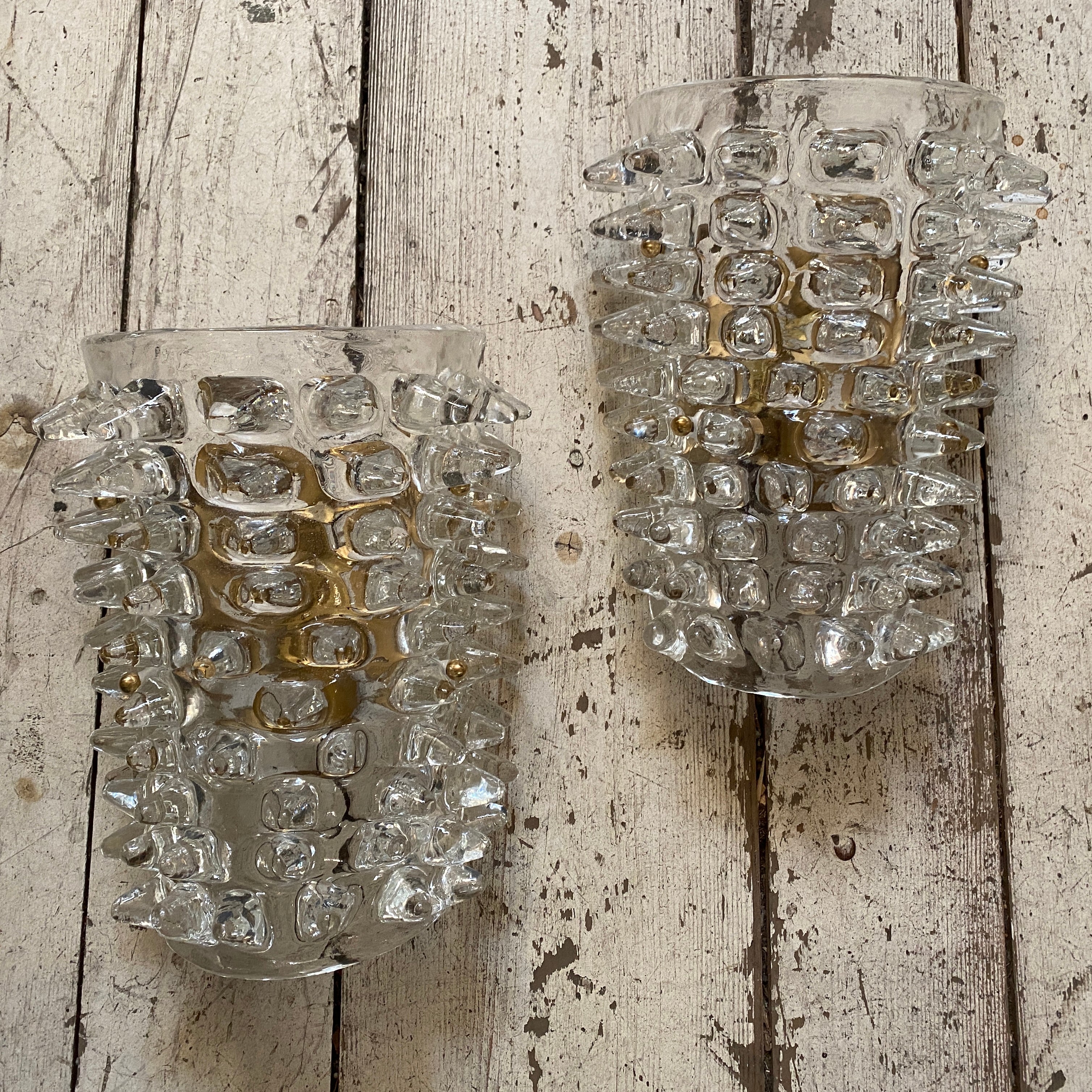 1980s Set of Two Barovier Style Rostrato Murano Glass Huge Wall Sconces In Good Condition In Aci Castello, IT