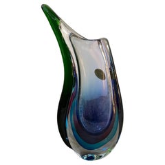 1980s Vincenzo Nason Modernist Sommerso Murano Glass Vase