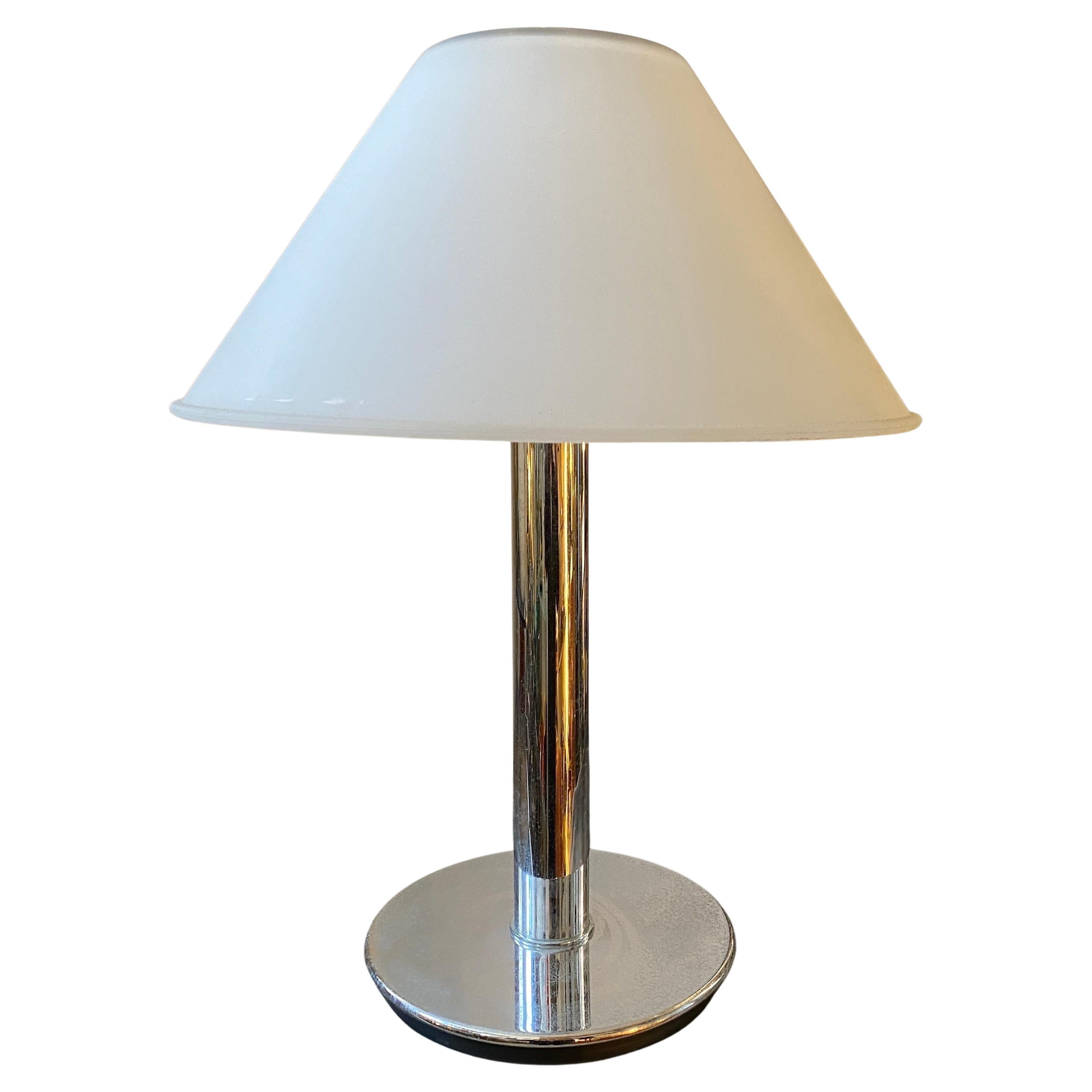 1990s Glashutte Limburg Minimalist Metal and Glass Table Lamp For Sale