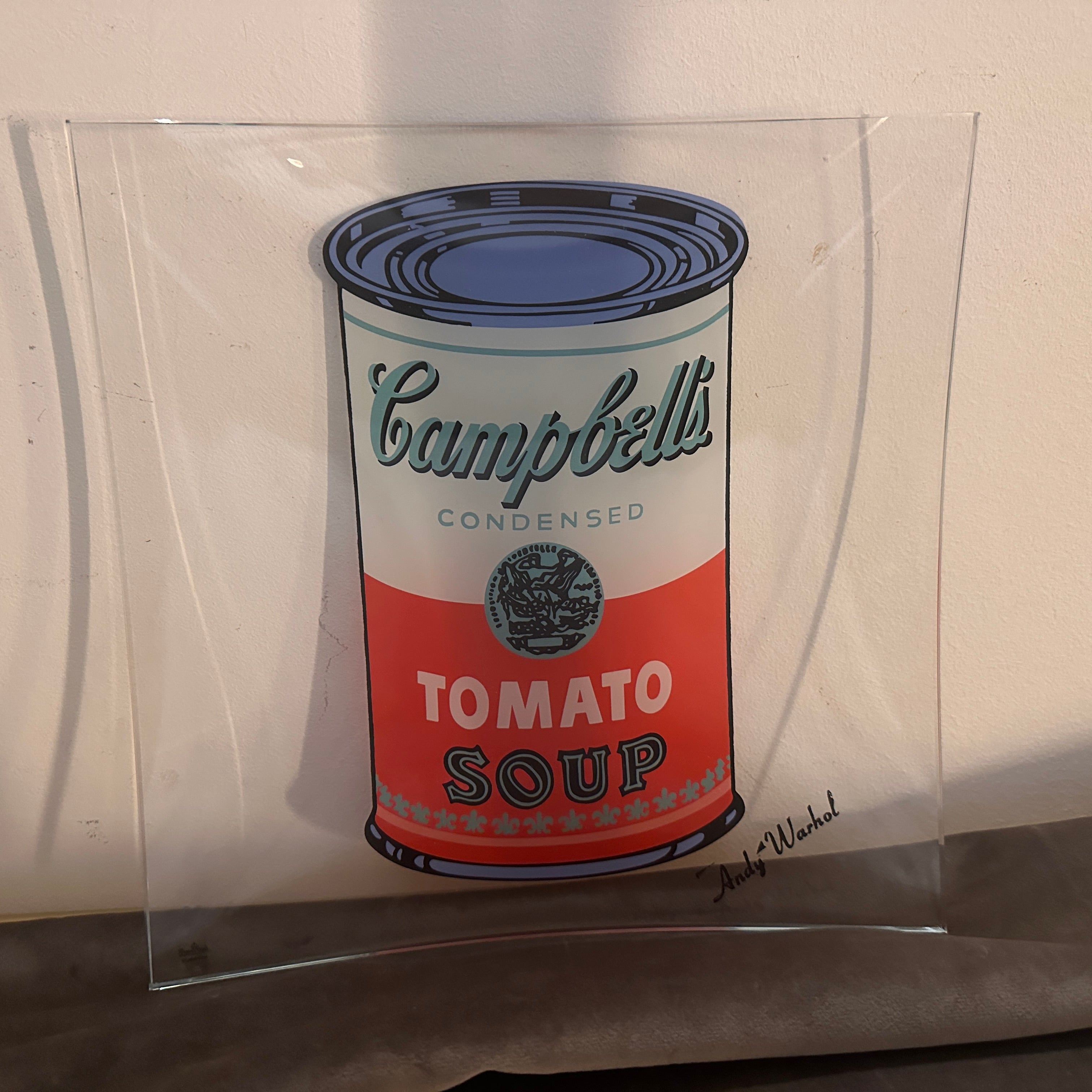 Moderne Vide-poche carrée Rosenthal Campbell Soup Glass des années 1990 conçue par Andy Warhol en vente