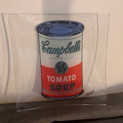 Retro 1990s Rosenthal Campbell Soup Glass Square Vide Poche Designed by Andy Warhol