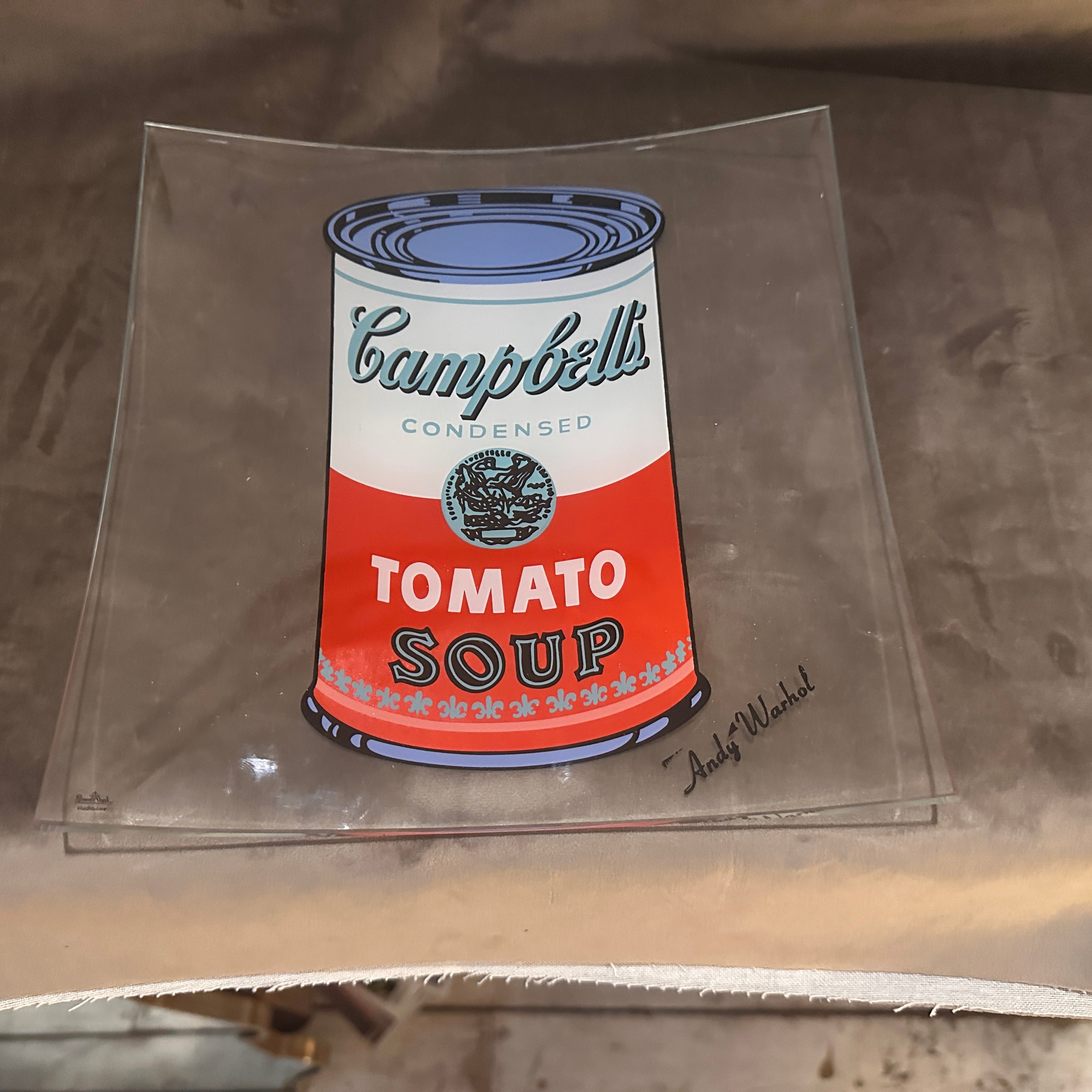 Allemand Vide-poche carrée Rosenthal Campbell Soup Glass des années 1990 conçue par Andy Warhol en vente