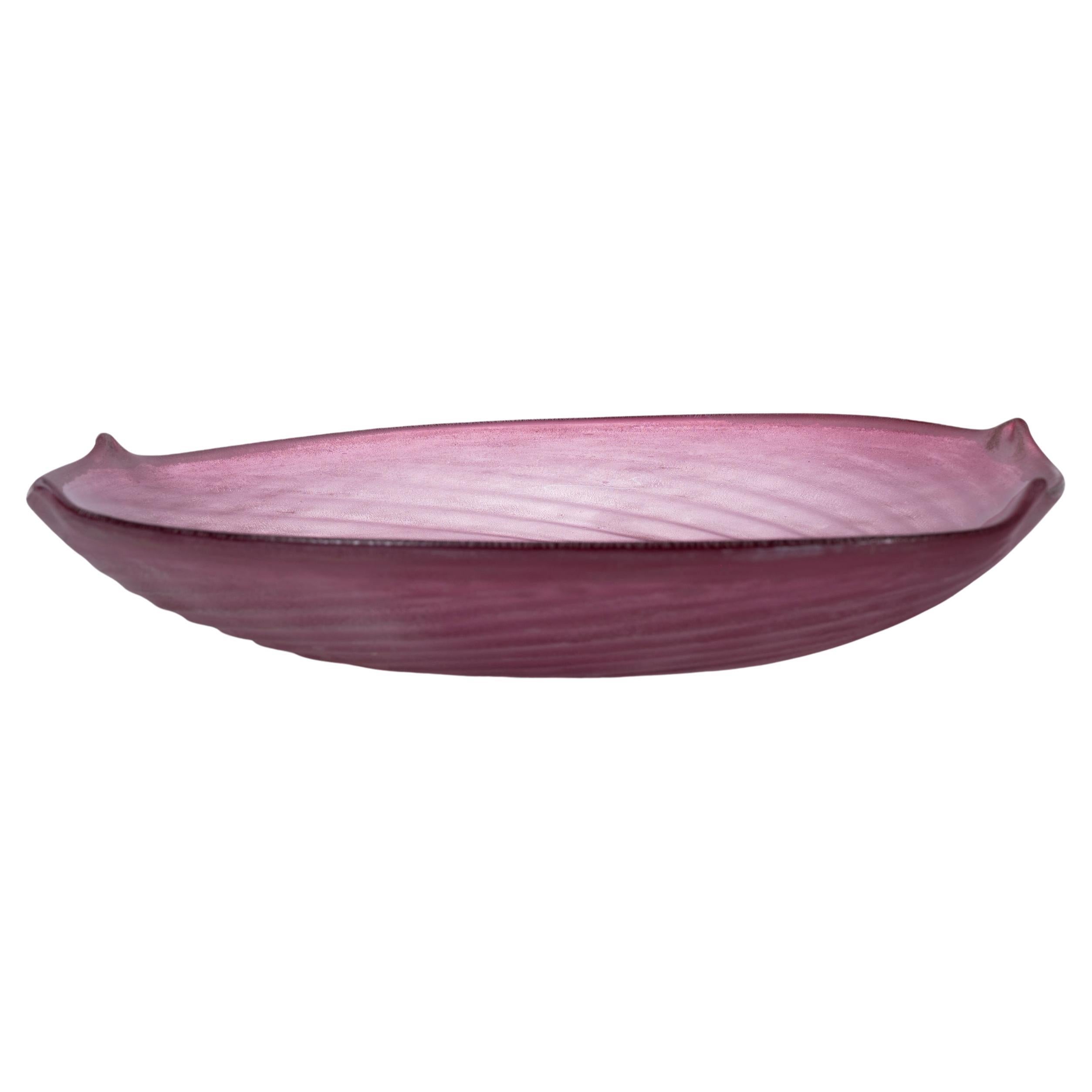 1970s Modernist Purple Scavo Murano Glass Round Bowl by Cenedese