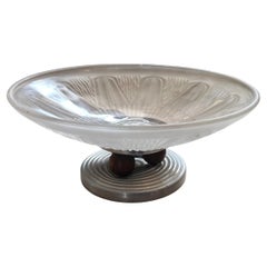 1930s Art Deco Aluminum Wood and Opalescent Glass French Centerpiece