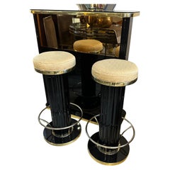 Amazing 1960s Mid-Century Modern Italian Bar Cabinet and Stools