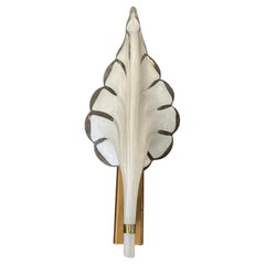 Vintage A 1970s Mid-Century Modern White Murano Glass Leaf Wall Sconce by Franco Luce