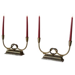 Deux chandeliers en marbre et métal doré de Gio Ponti de la modernité du milieu du siècle dernier des années 1950